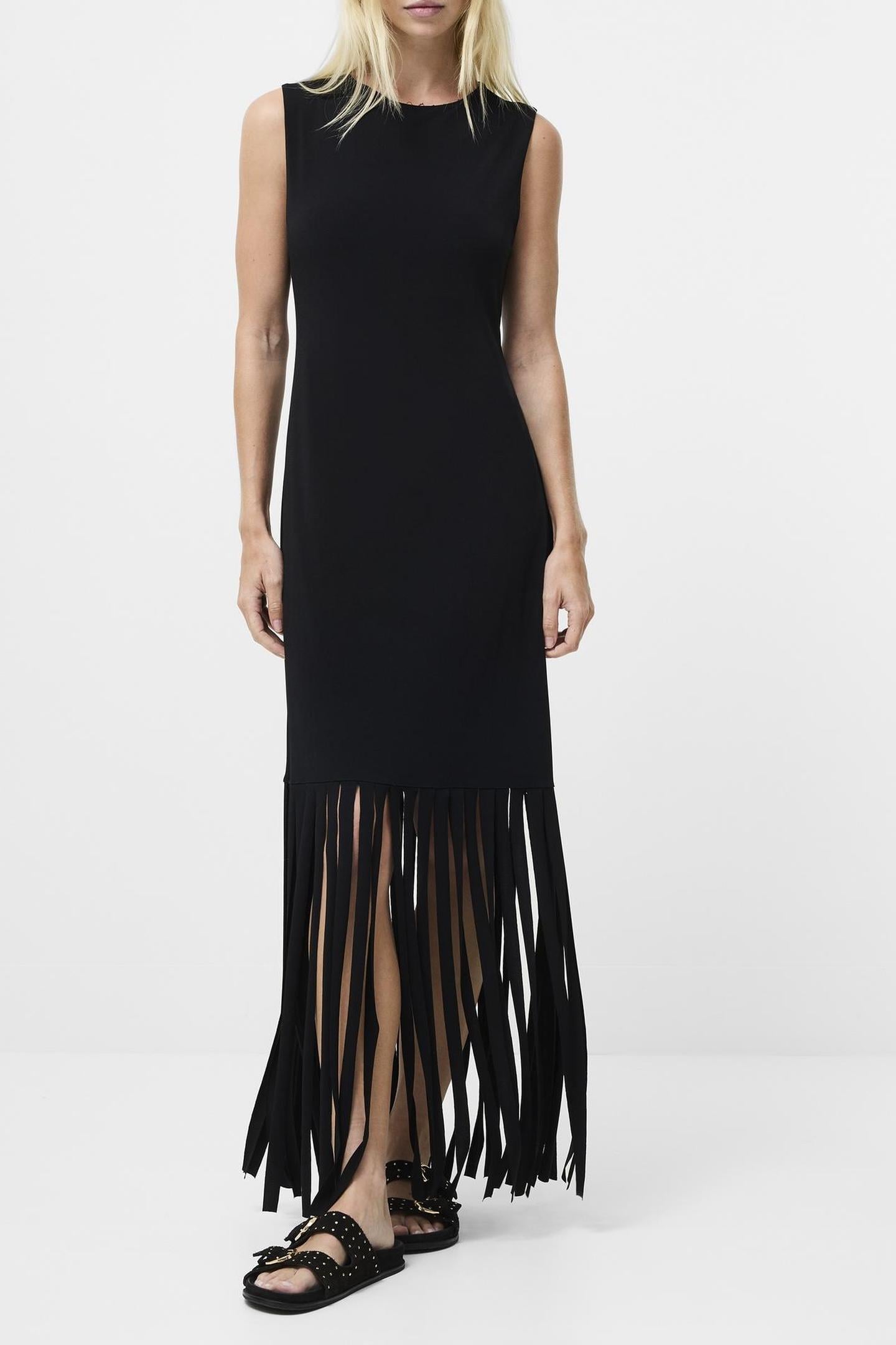 SAMIRA FRINGE JERSEY DRESS BLACK 1