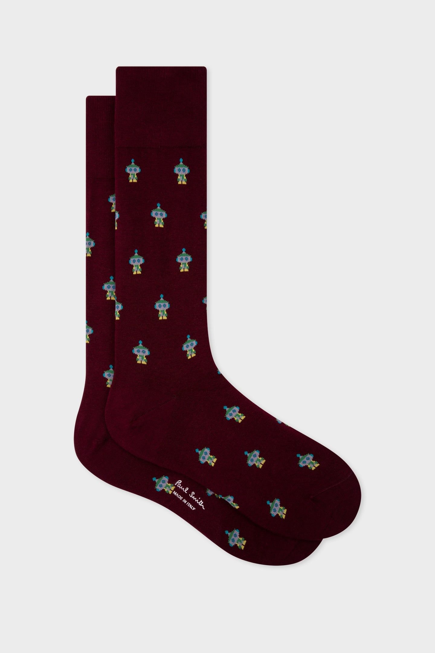 MEN SOCK YEN ROBOTS BURGUNDY/ BORDE 2