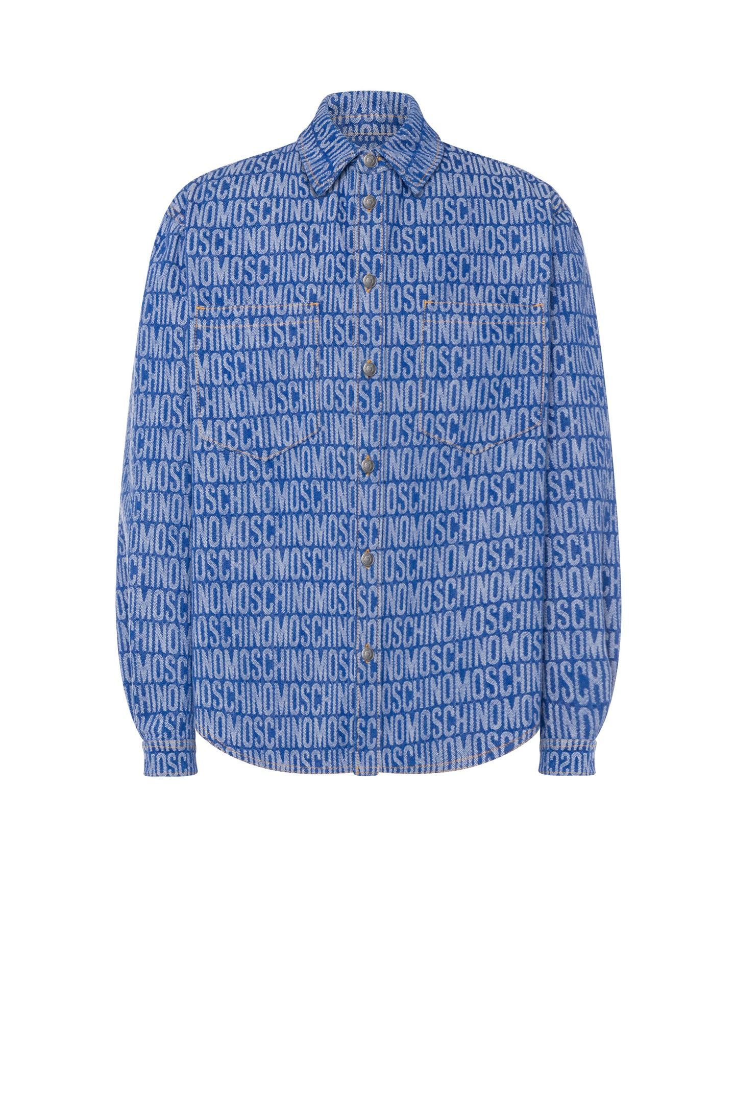 ALLOVER LOGO JACQUARD DENIM SHIRT BLUE 3