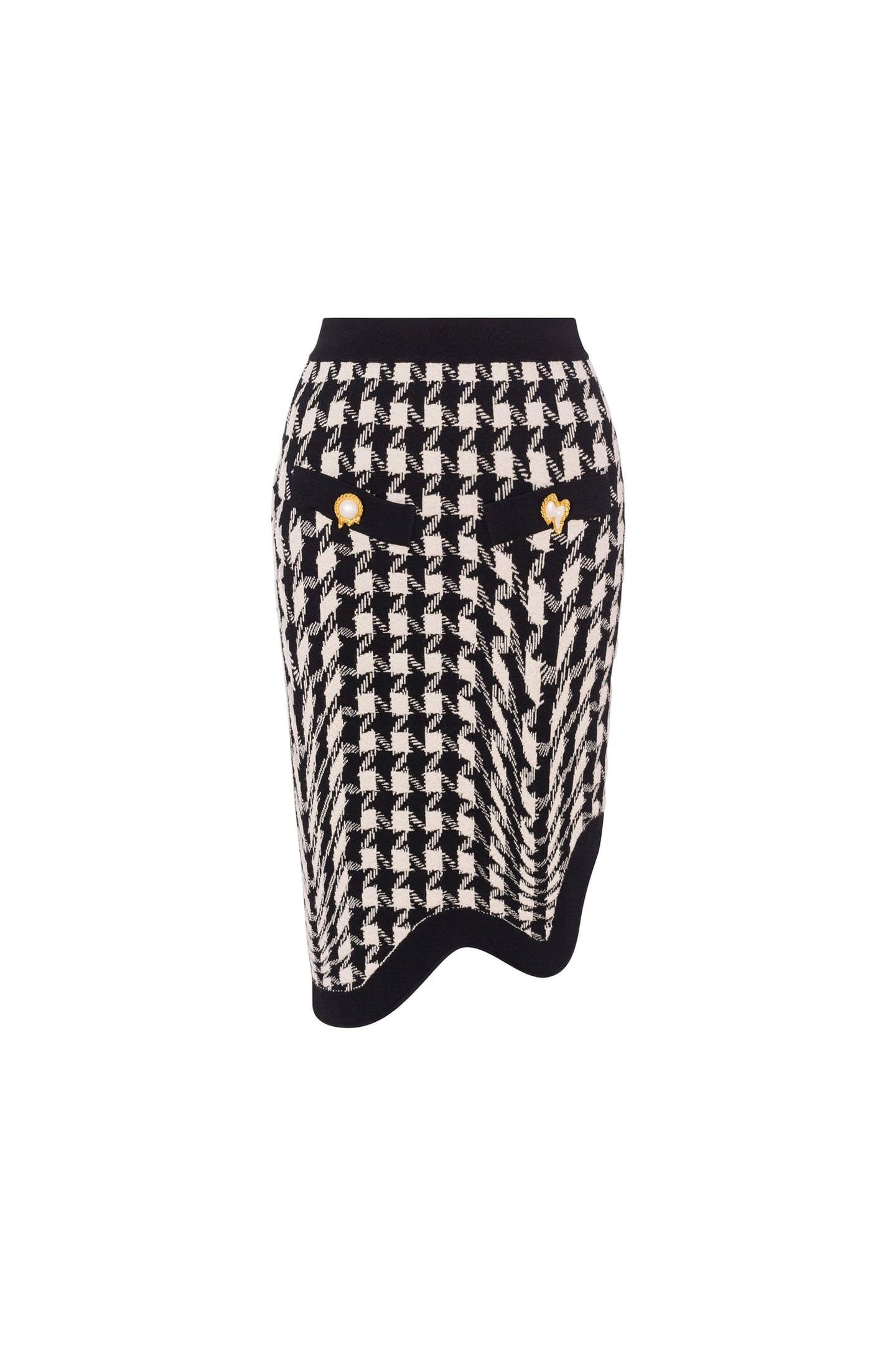 HOUNDSTOOTH PRINT WOOL SKIRT WHITE 3
