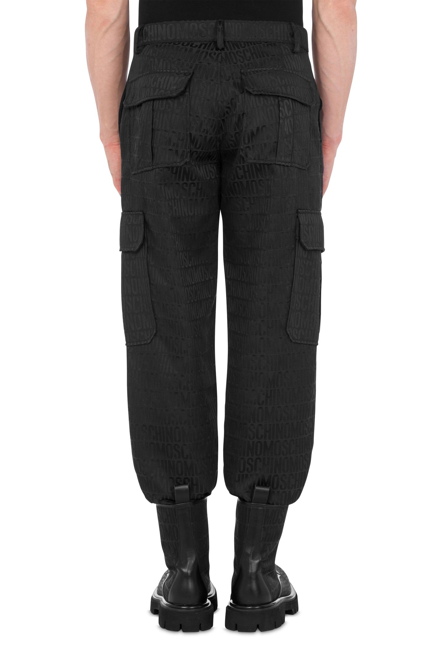 HEAVY NYLON TROUSERS ALLOVER LOGO BLACK 2