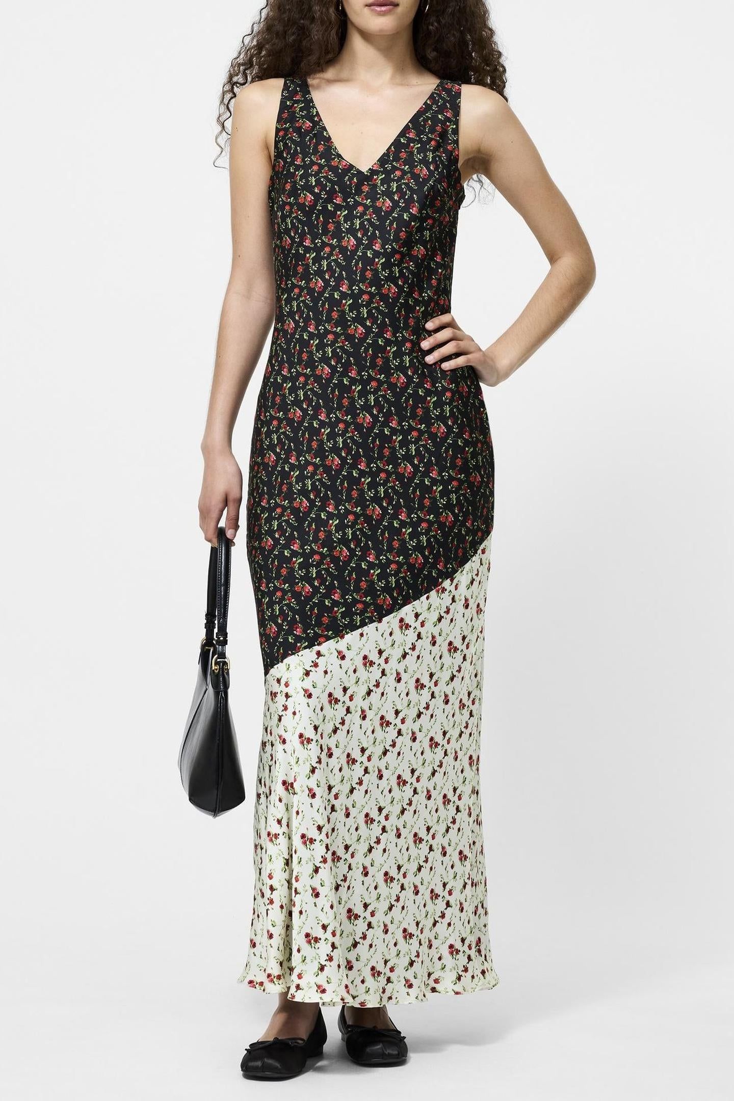 JULIA DITSY BLOOM 2 TONE MIDI BLACK/PORCELAIN CREA 2