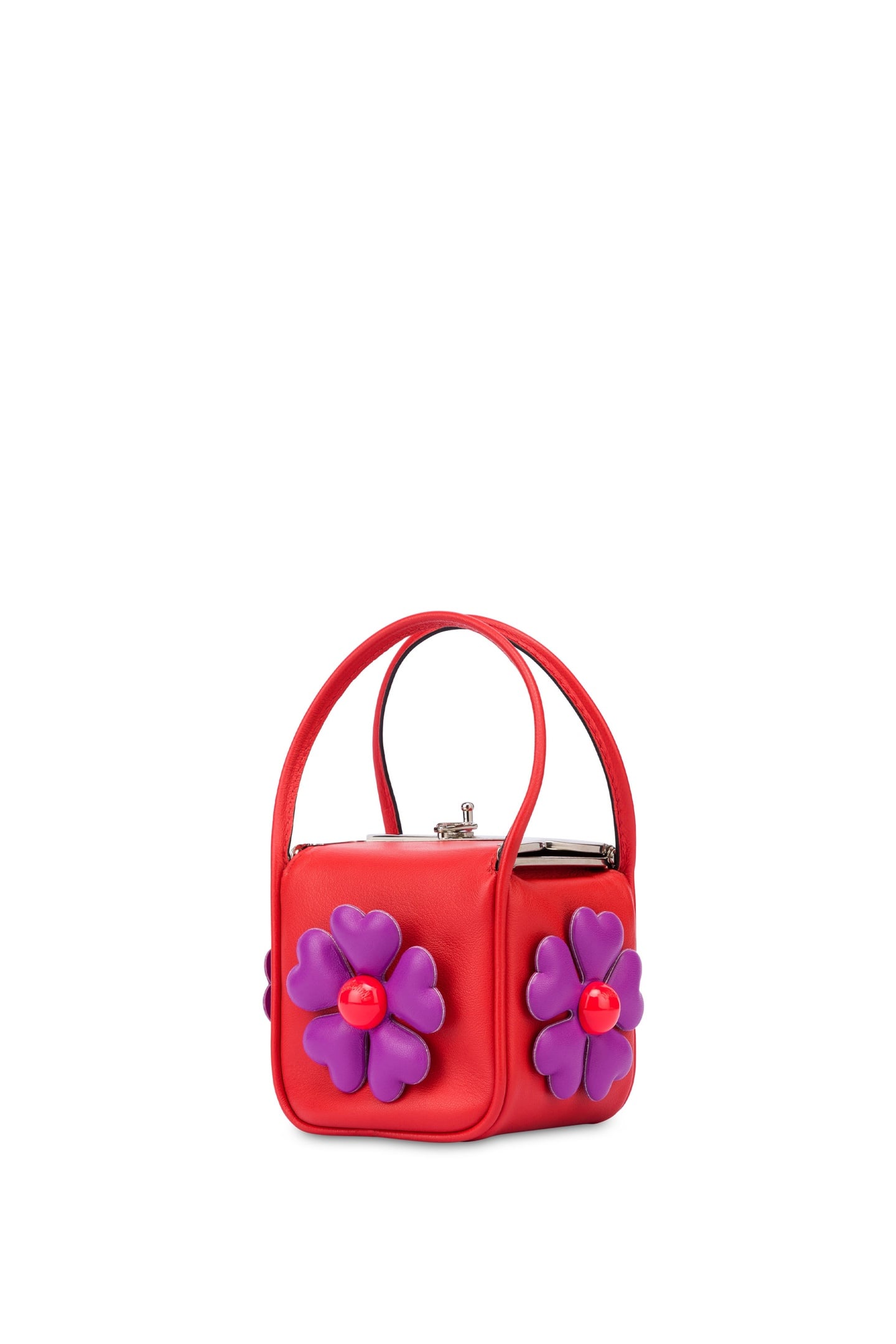 HEART FLOWERS NAPPA LEATHER MICROBAG RED 3