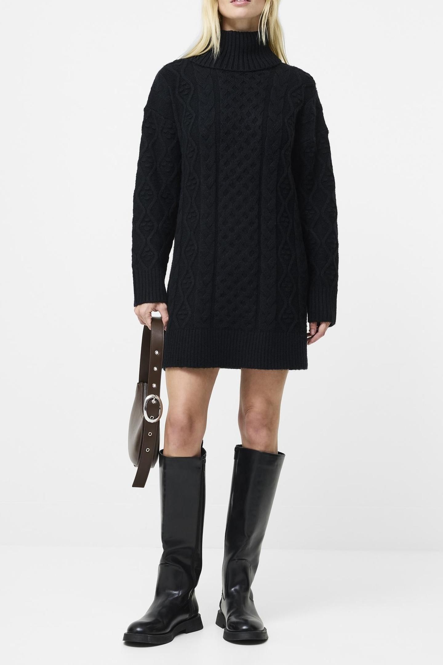 MAKIRA KNIT TURTLENECK MINI DR BLACK 1