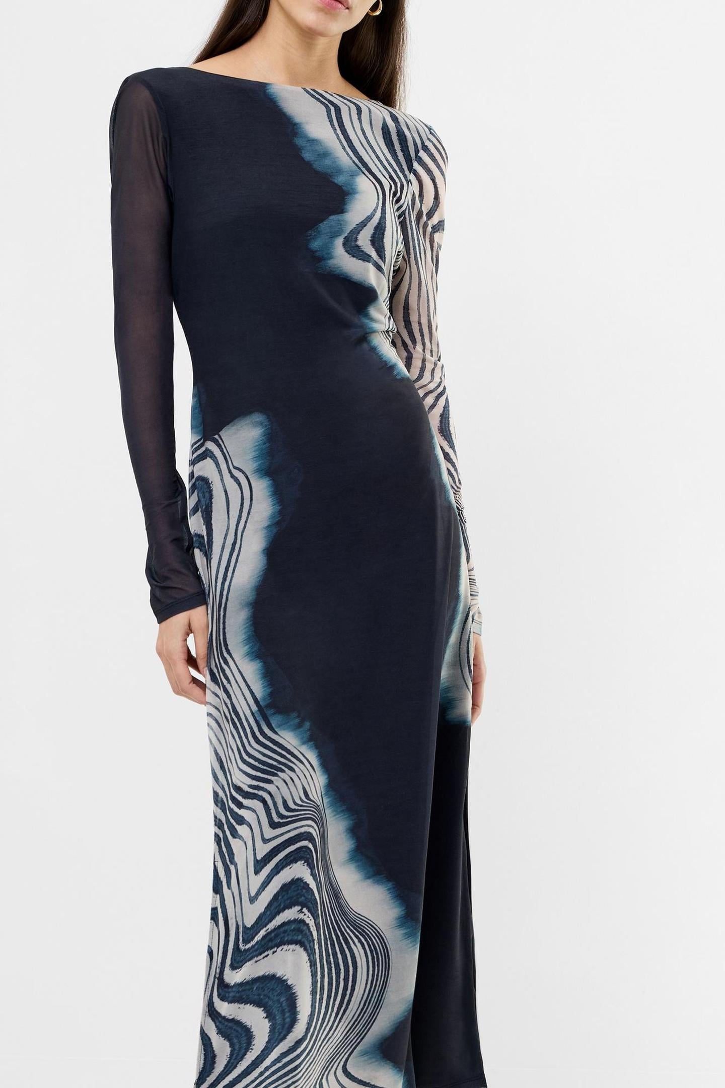 CELESTE SHURI MESH MIDI DRESS PETROL PETROL 1