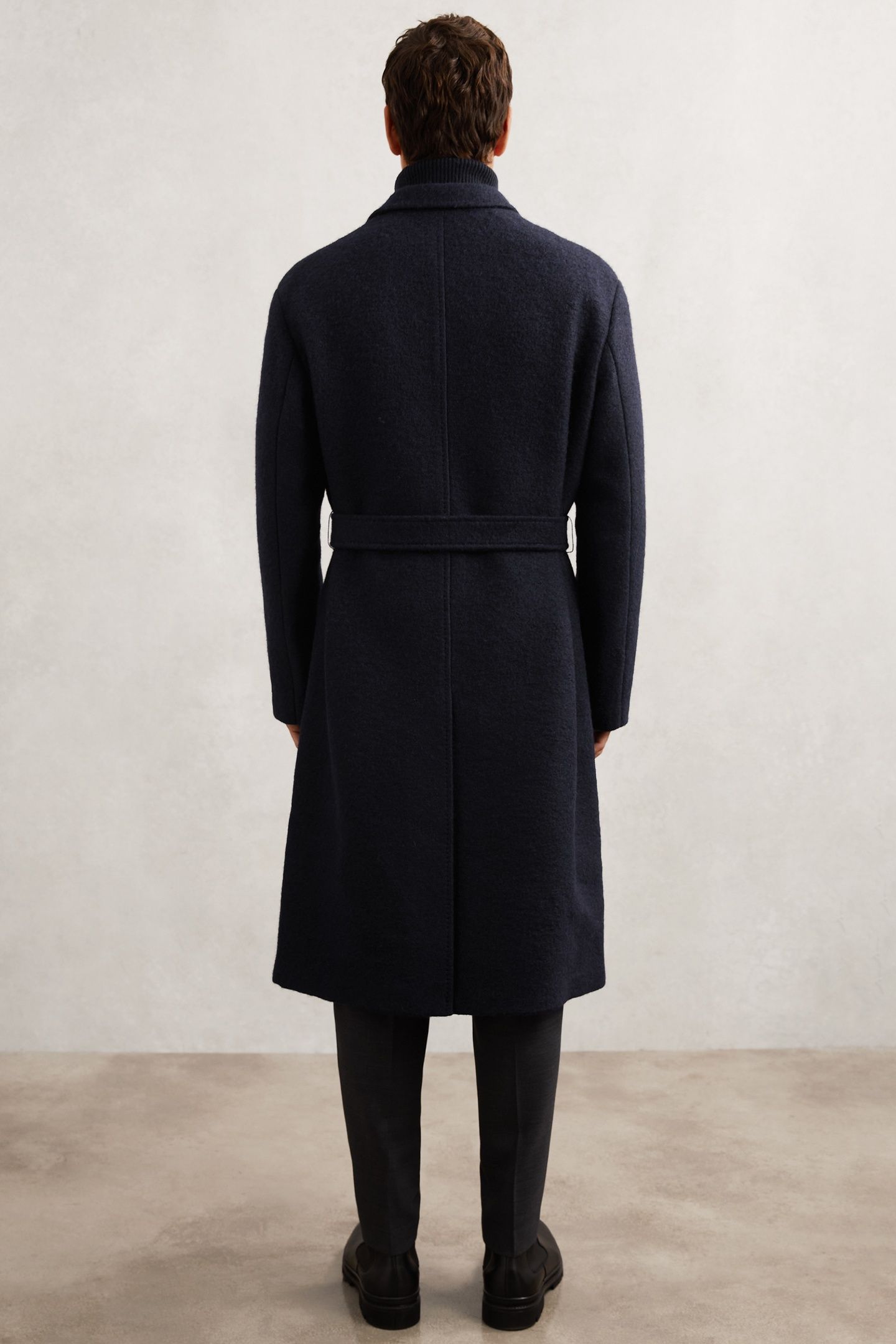 LS BOUCLE DB BELTED OVERCOAT NAVY 3