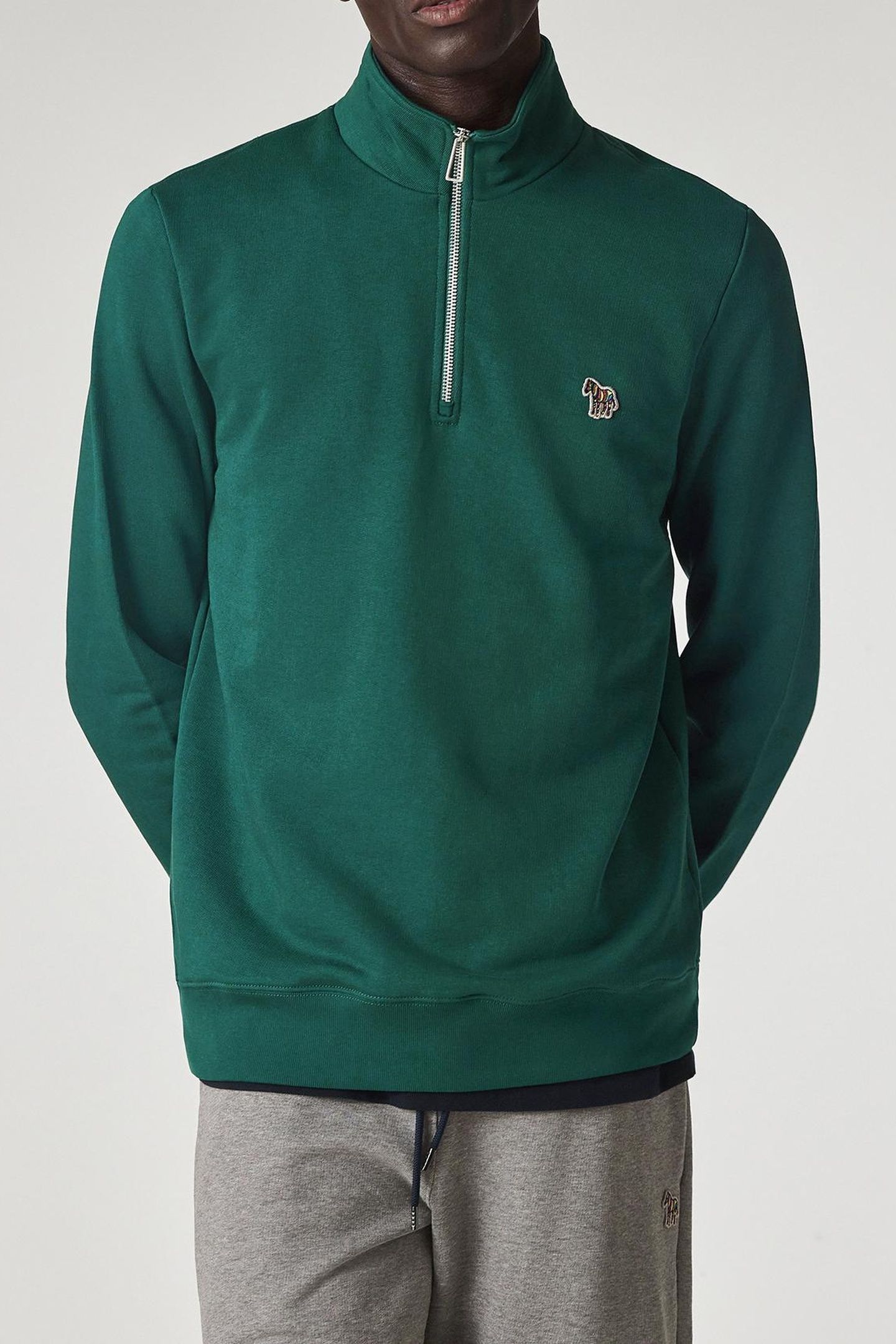 MENS REG FIT HALF ZIP SWEAT ZEBRA INKY BLUE 1
