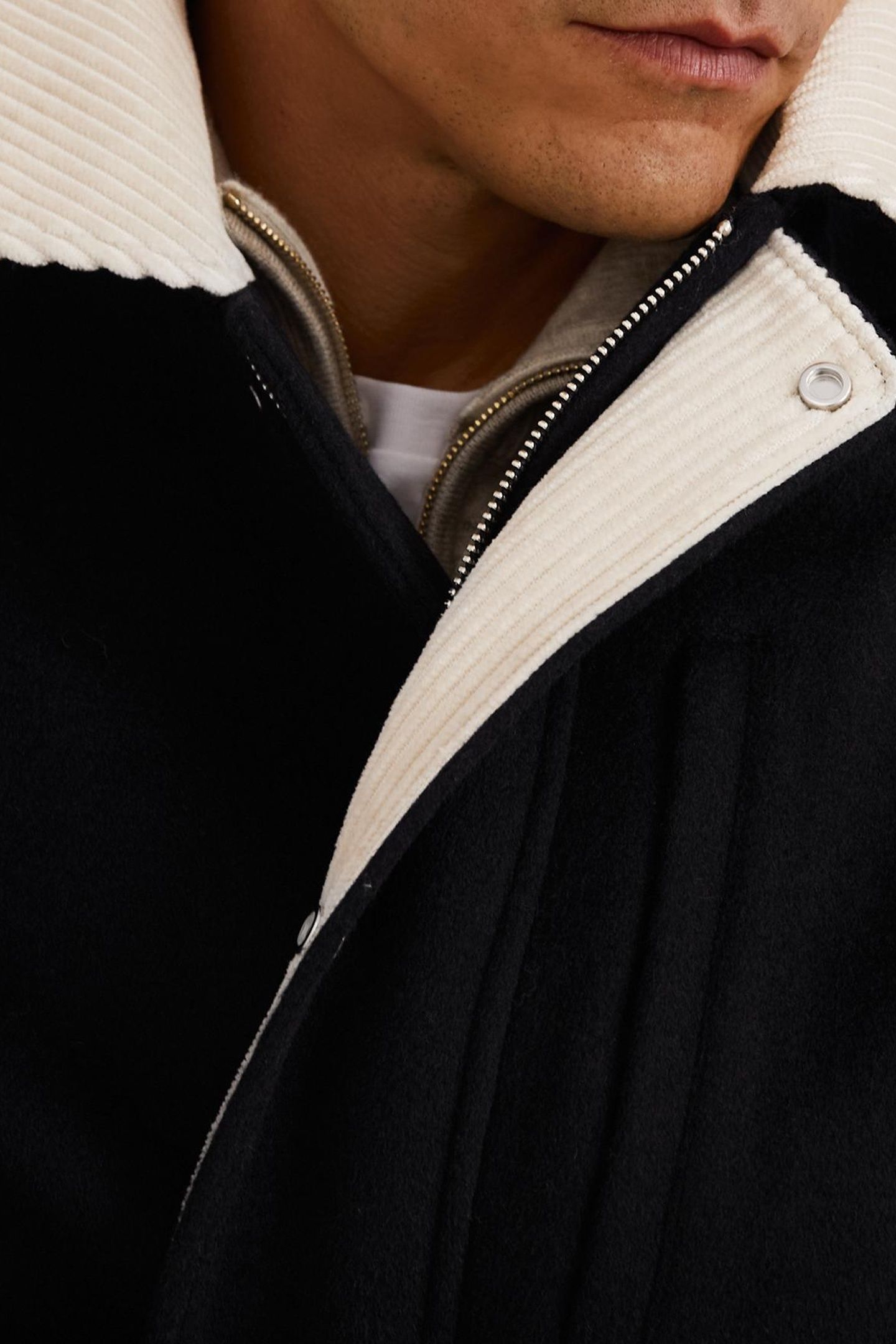 LS ZIP THROUGH CORD COLLAR WOOL WORKER JACKET NAVY 6