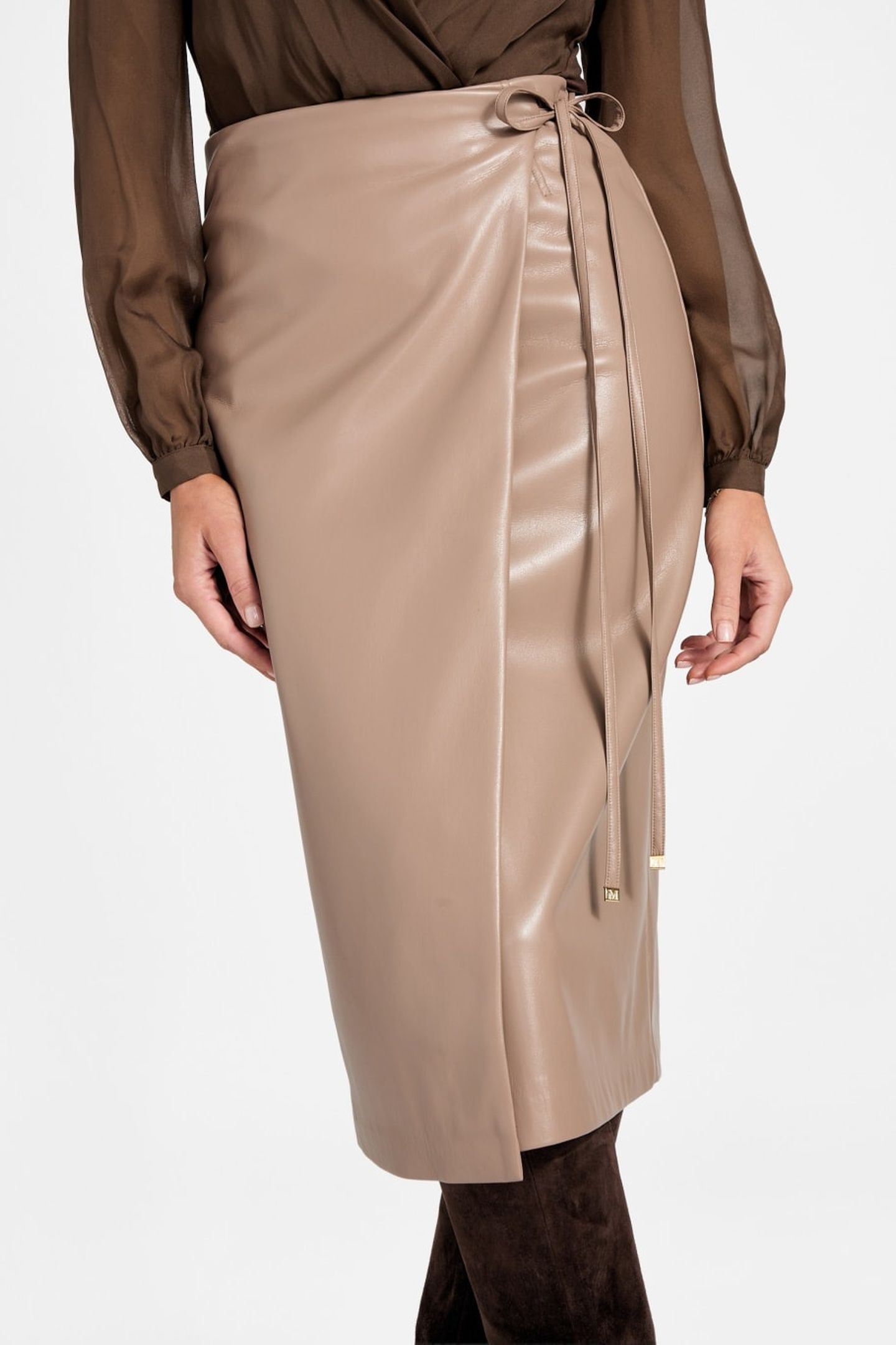 GLADYS WRAP SKIRT SILK TAUPE 3
