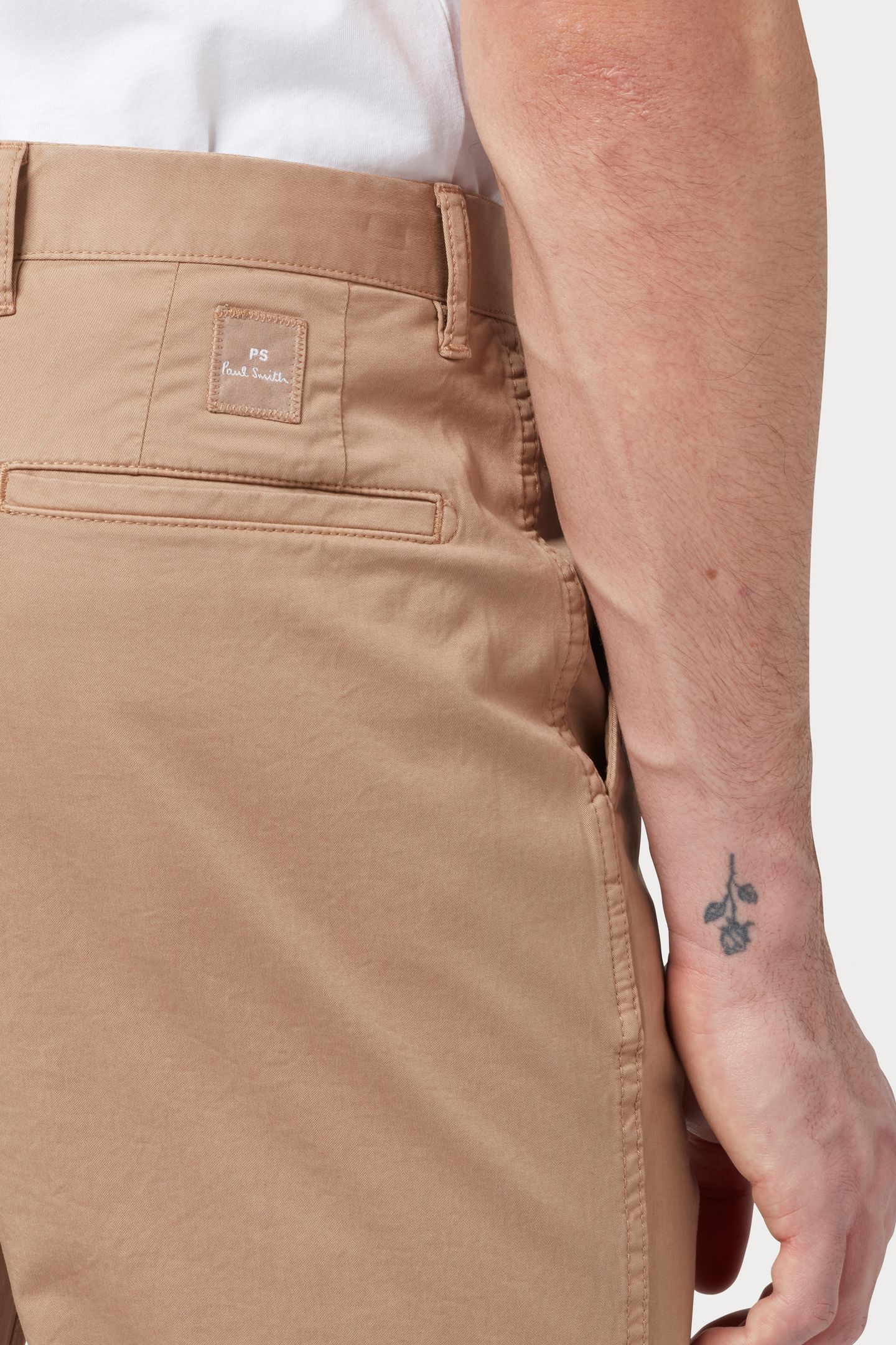 MENS MID FIT STITCHED CHINO CAMEL 3