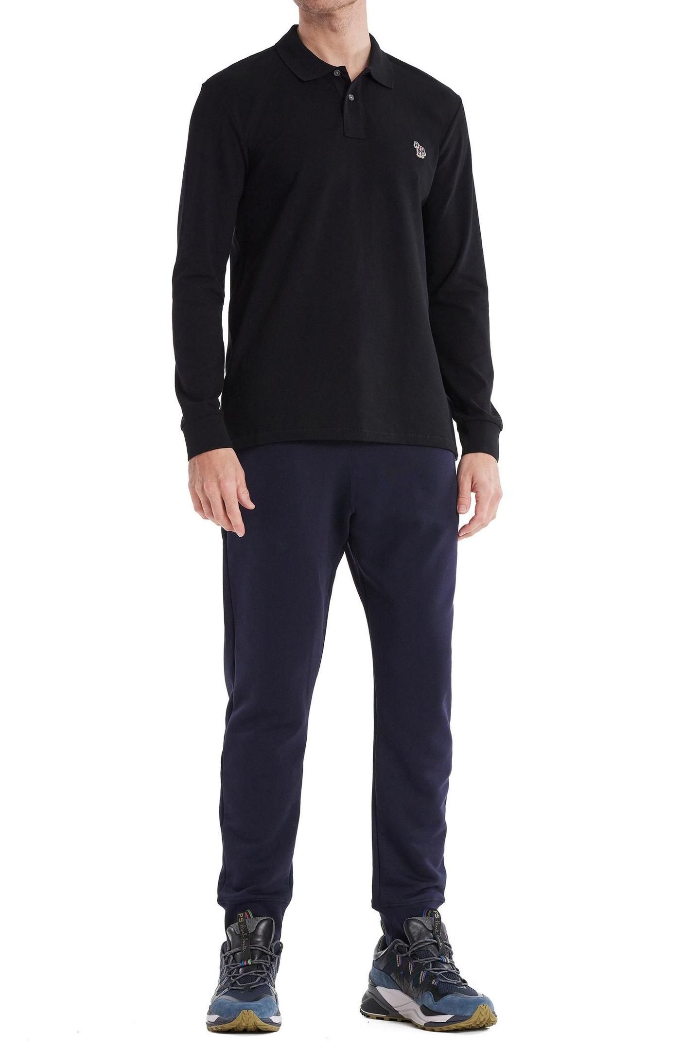 MENS REG FIT LS POLO SHIRT ZEBRA BLACK 2