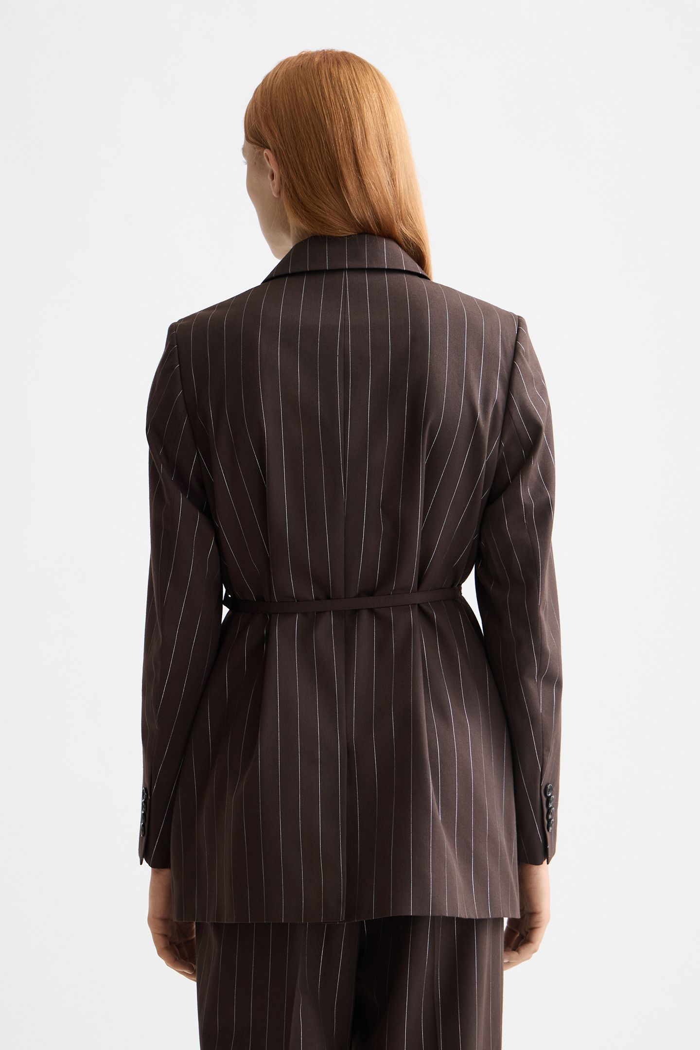 DOUBLE BREASTED LUREX PINSTRIPE BLAZER CHOCOLATE PLUM 2
