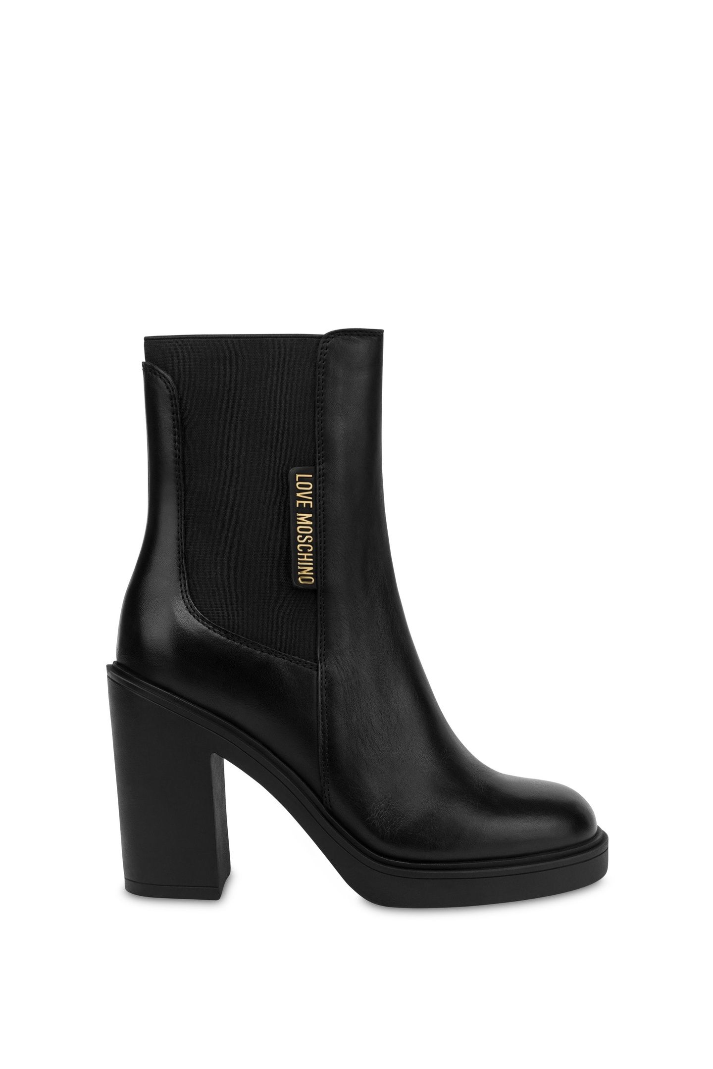 BLACK LEATHER BOOT WITH HEEL BLACK 1