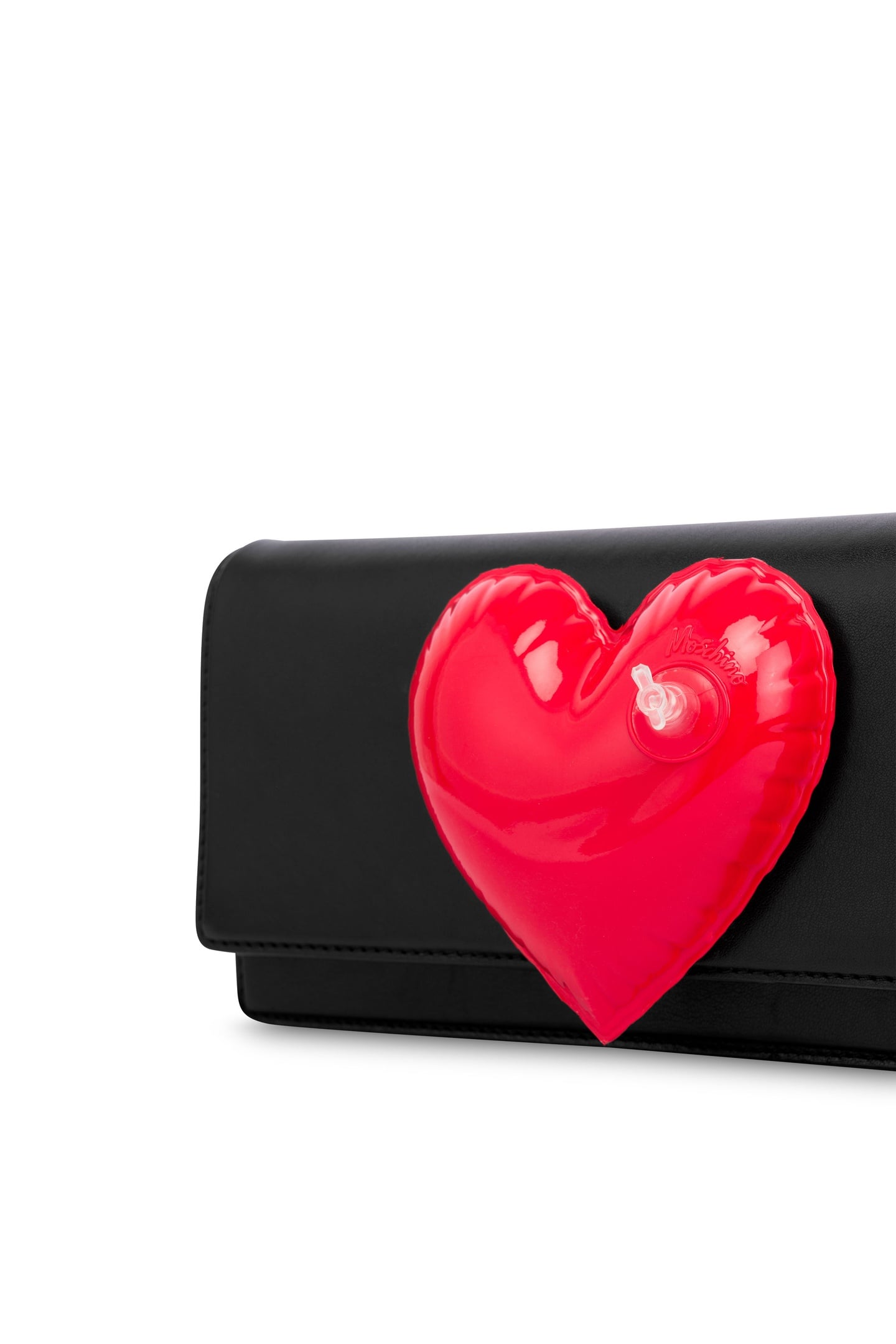 INFLATABLE HEART CALFSKIN CLUTCH BLACK 6
