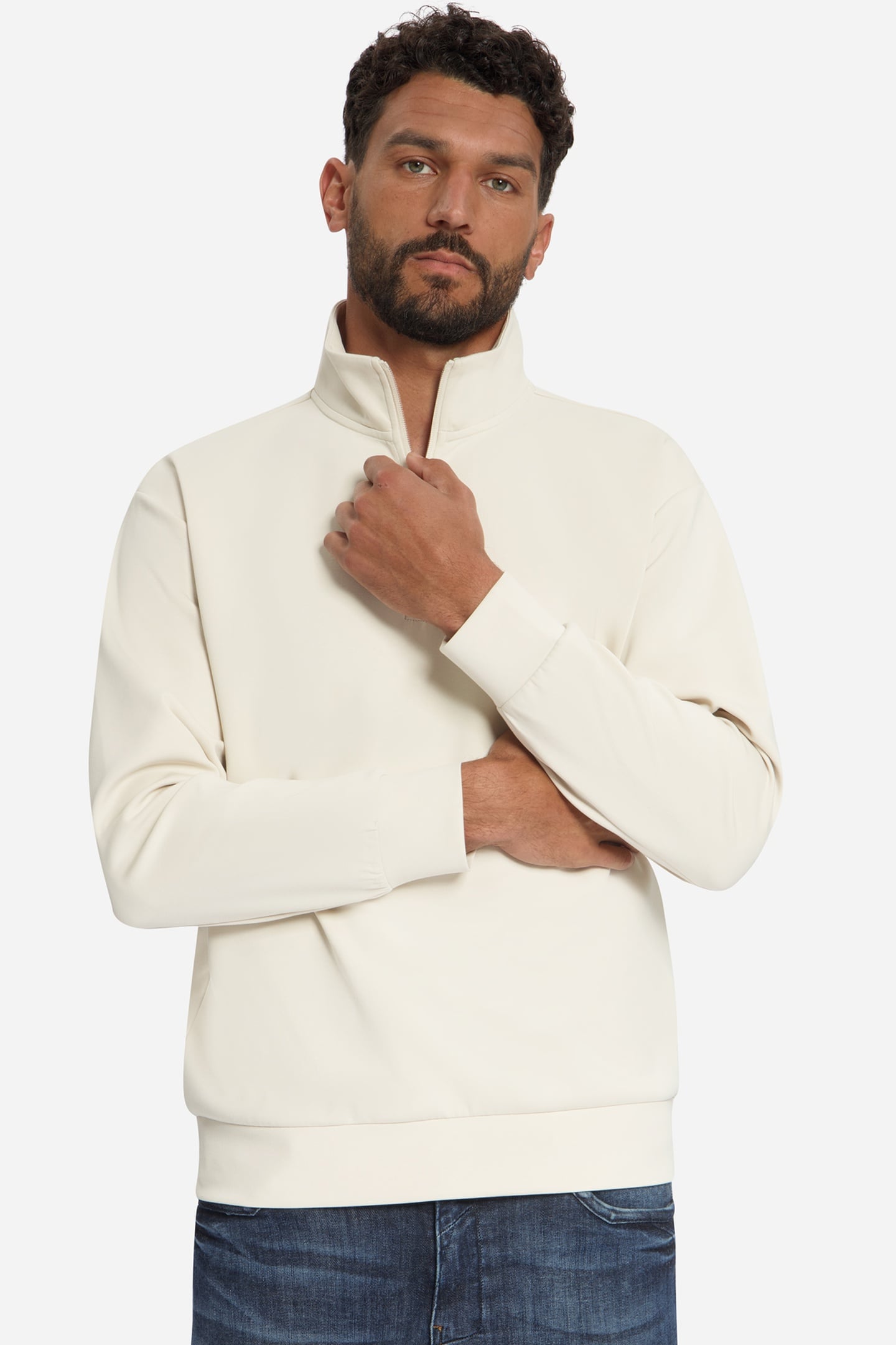 SWEATER HALF ZIP STONE 1