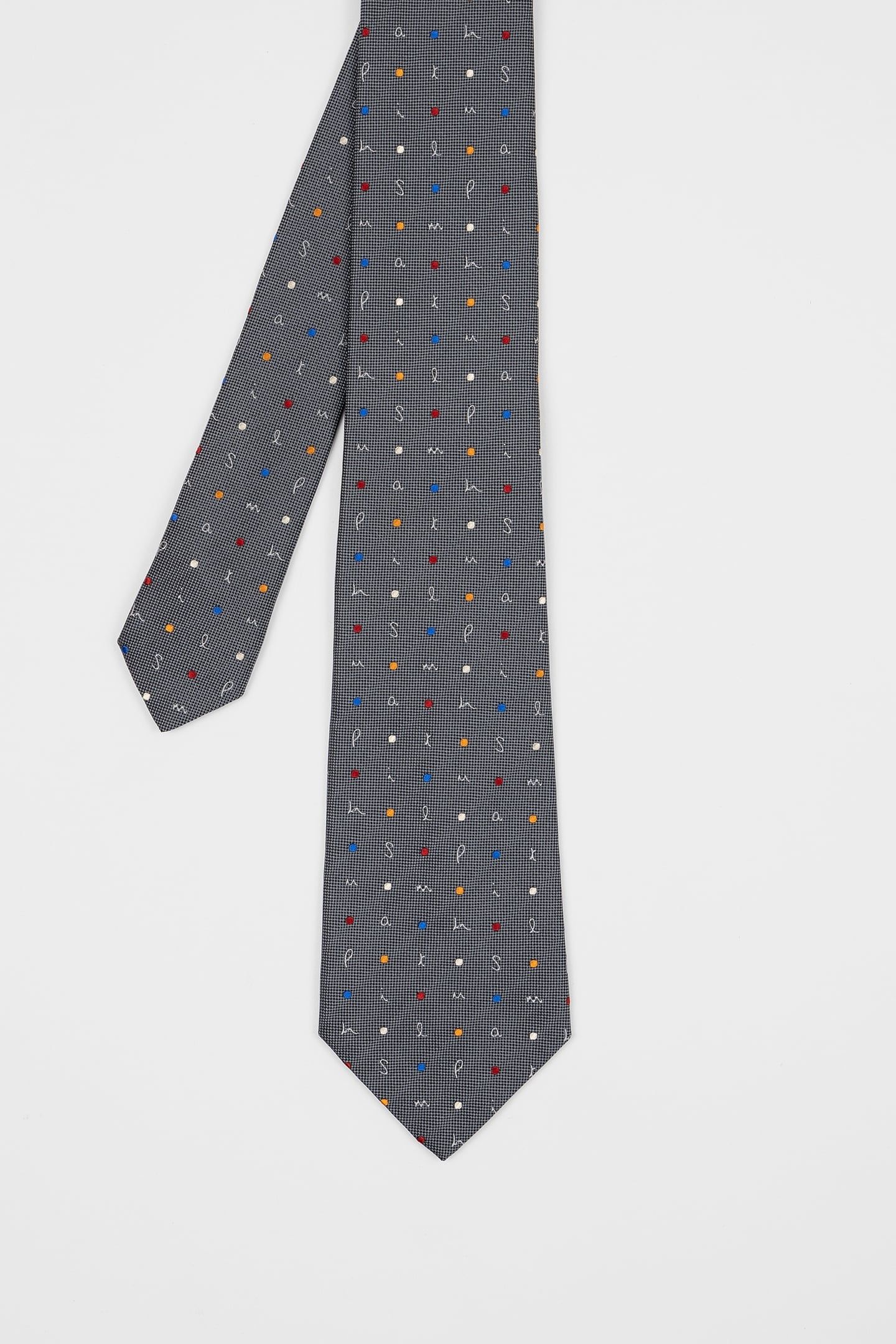 MEN TIE SPOTTY LETTERS GREY 3