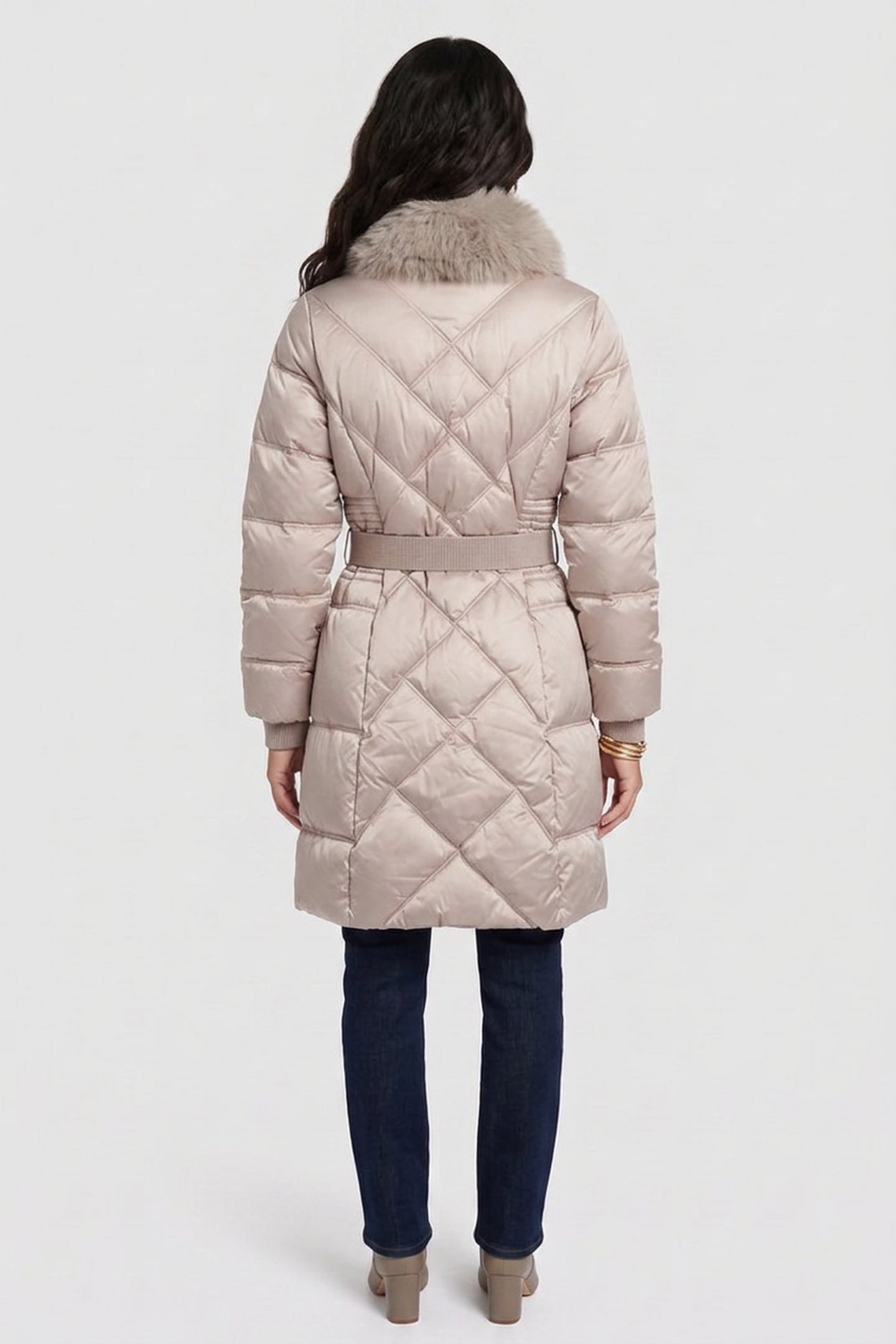 ELLY DOWN MIDI JACKE VELVET TAUPE 2