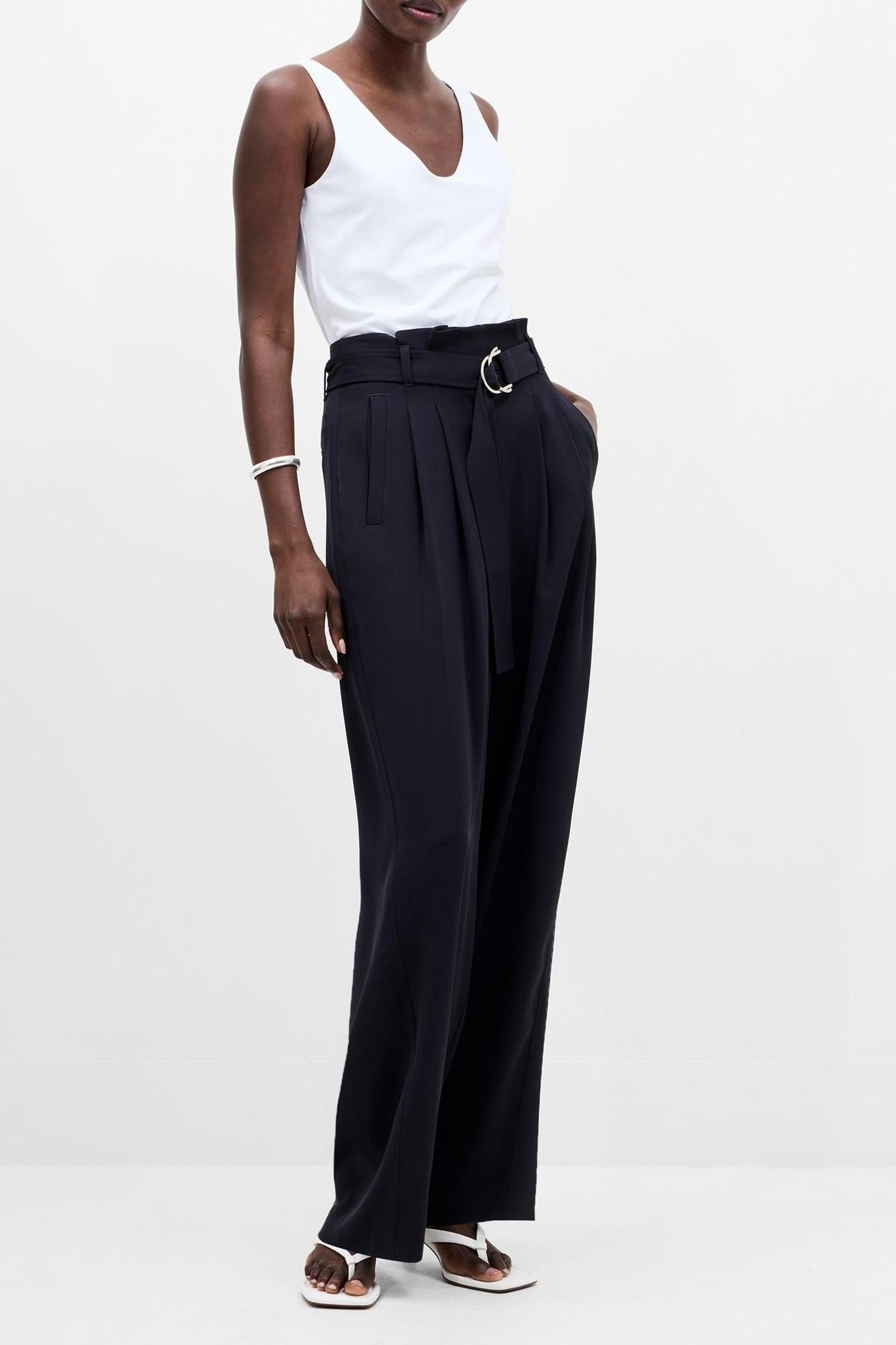 VINNIE D.RING BELTED TROUSER NAVY NAVY 2