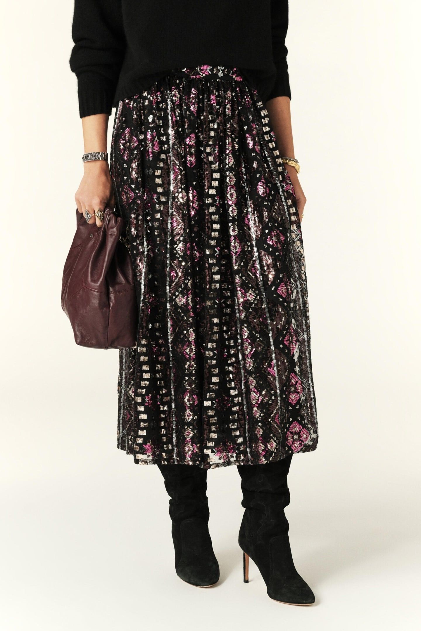 MID-LENGTH SKIRT BLACK 1