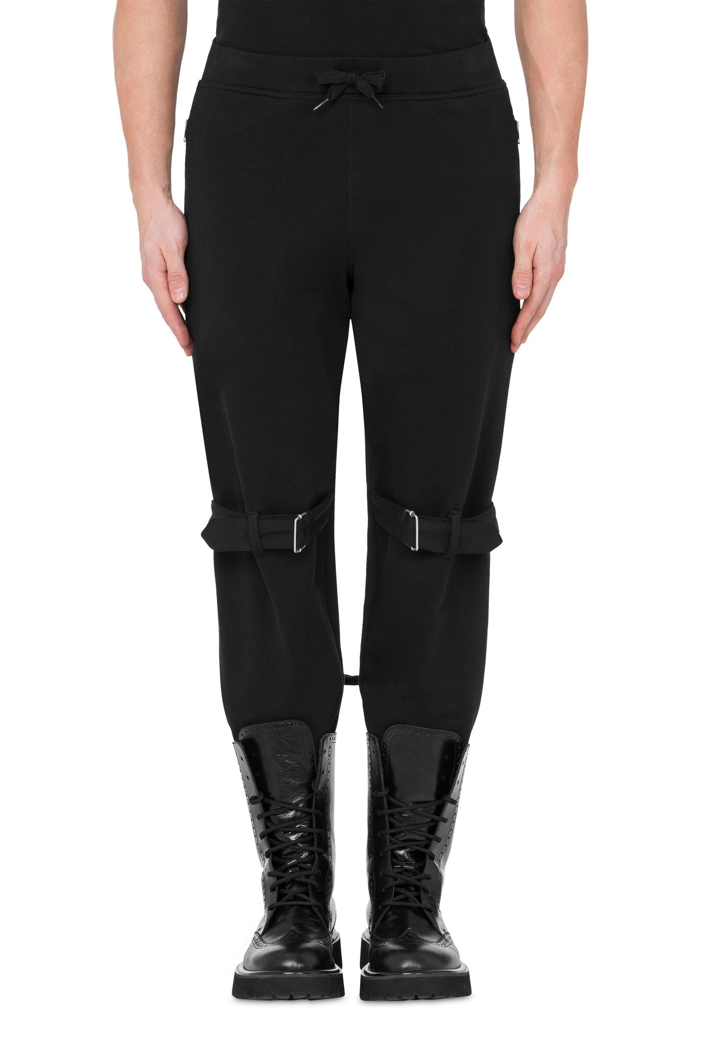 FLEECE JOGGING BIKER DETAILS BLACK 1