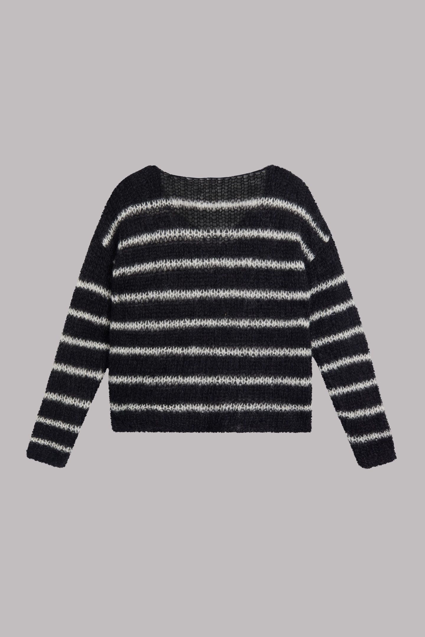 THE BLACK STRIPED MOHAIR KNITTED SWEATER BLACK 3