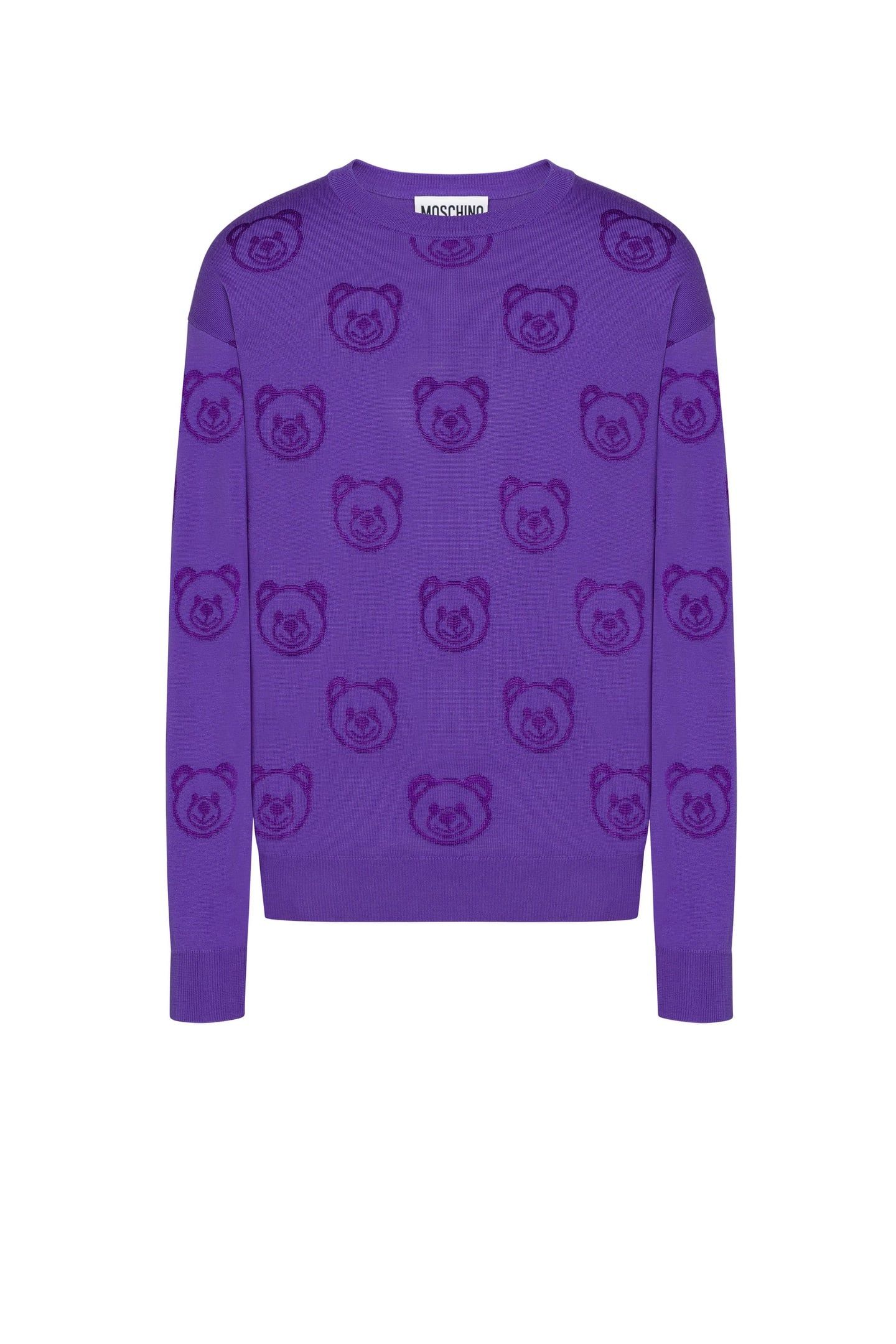 ALLOVER TEDDY BEAR WOOL PULLOVER PURPLE 3