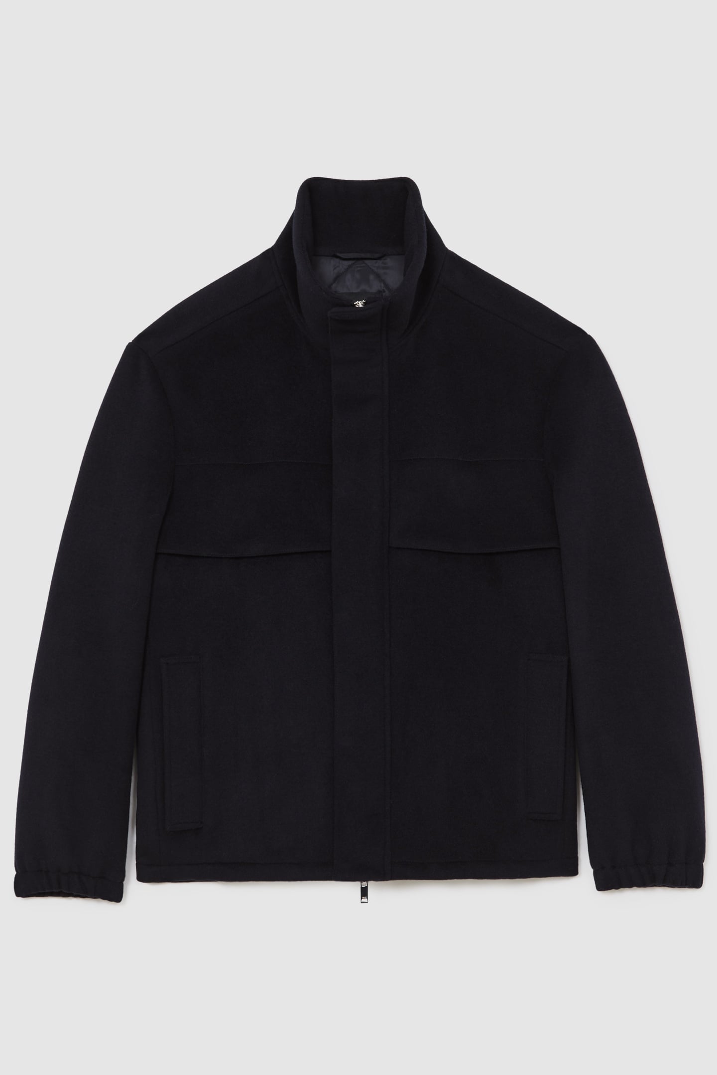 LS WOOL ZIP THROUGH FUNNEL NECK JACKET NAVY 5