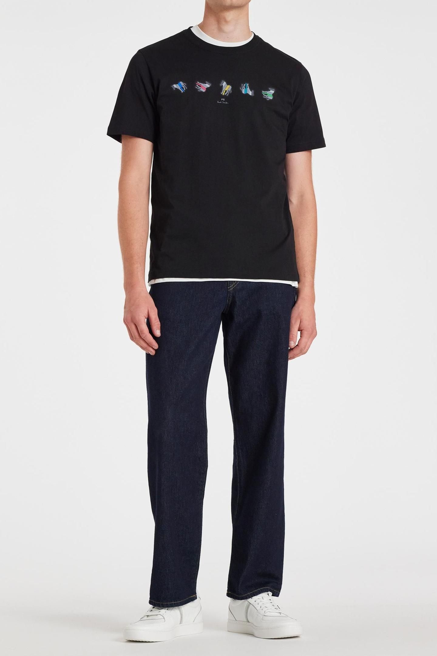 MENS REG FIT TSHIRT ZEBRA REPEAT BLACK 2