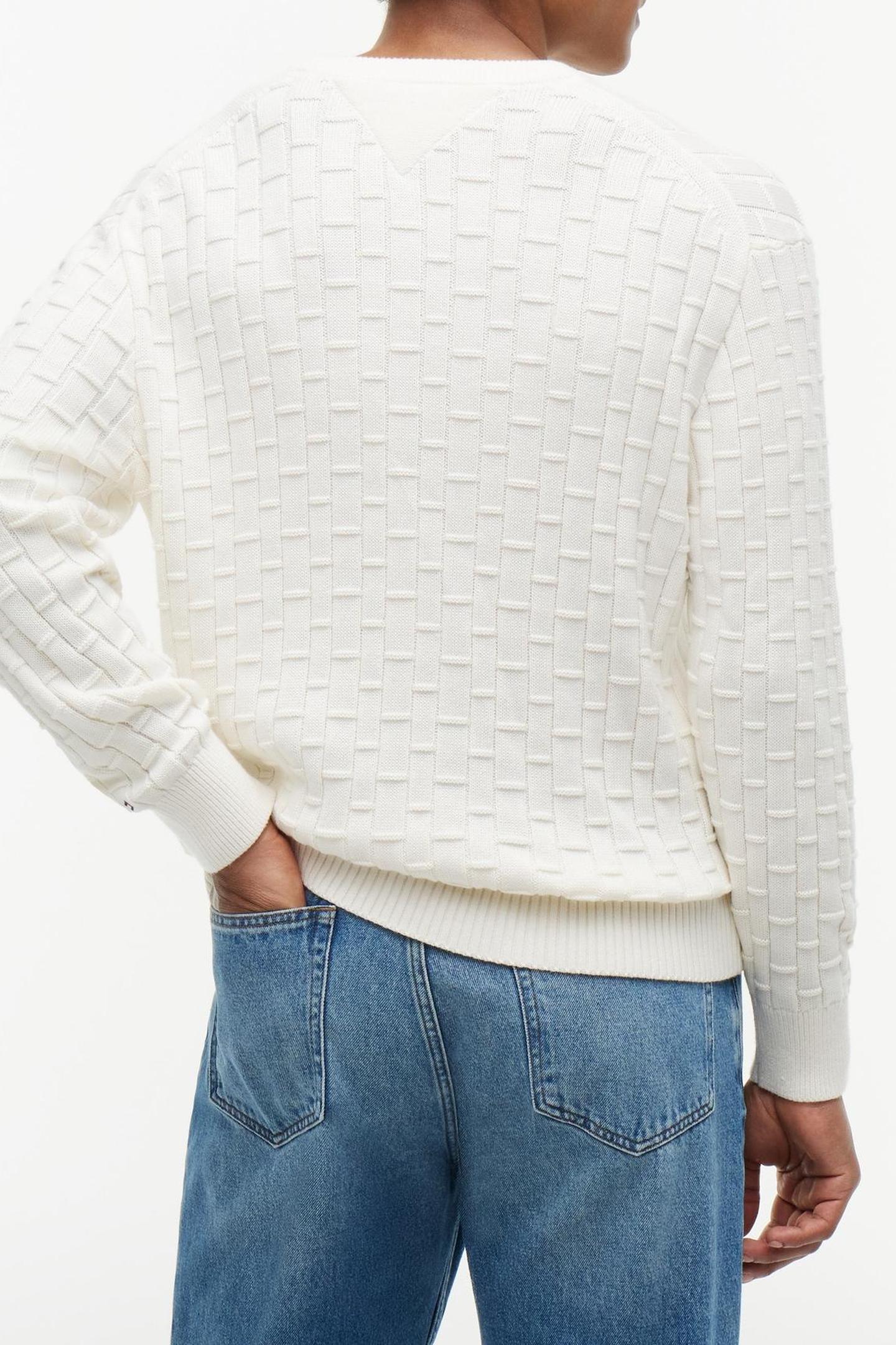 MOCK CABLE CREW NECK IVORY PETAL 3