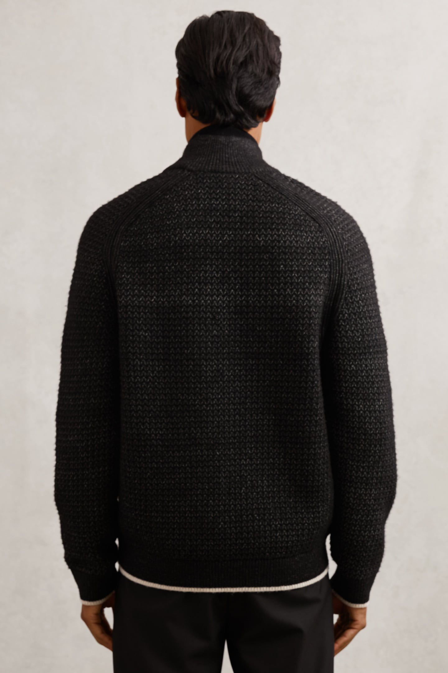 LS HALF ZIP BRUSHED RIBBED JUMPER BLACK 2