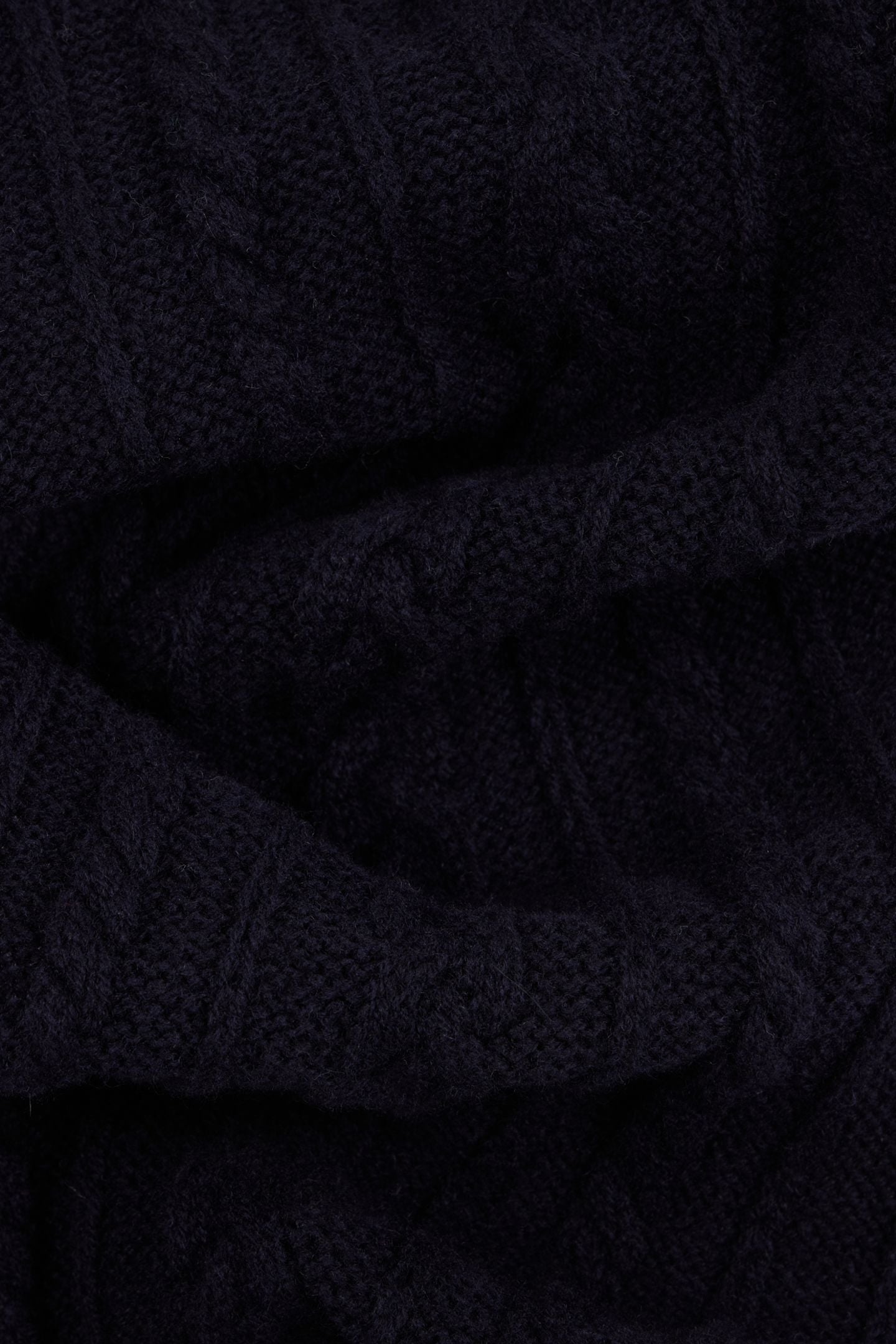 WOMEN SCARF CABL FUR POM NAVY 7