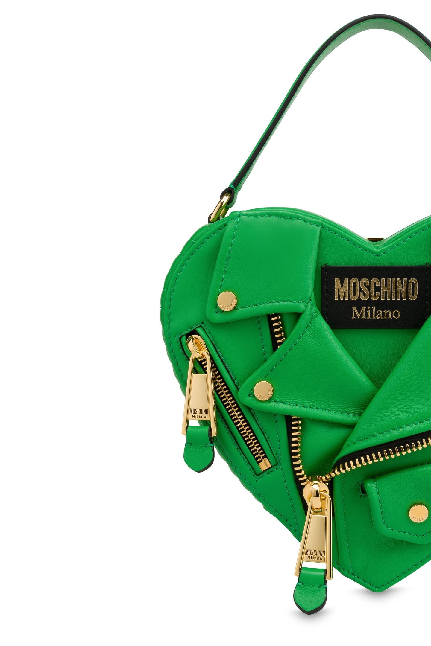 HEART BIKER BAG IN NAPPA LEATHER GREEN 4
