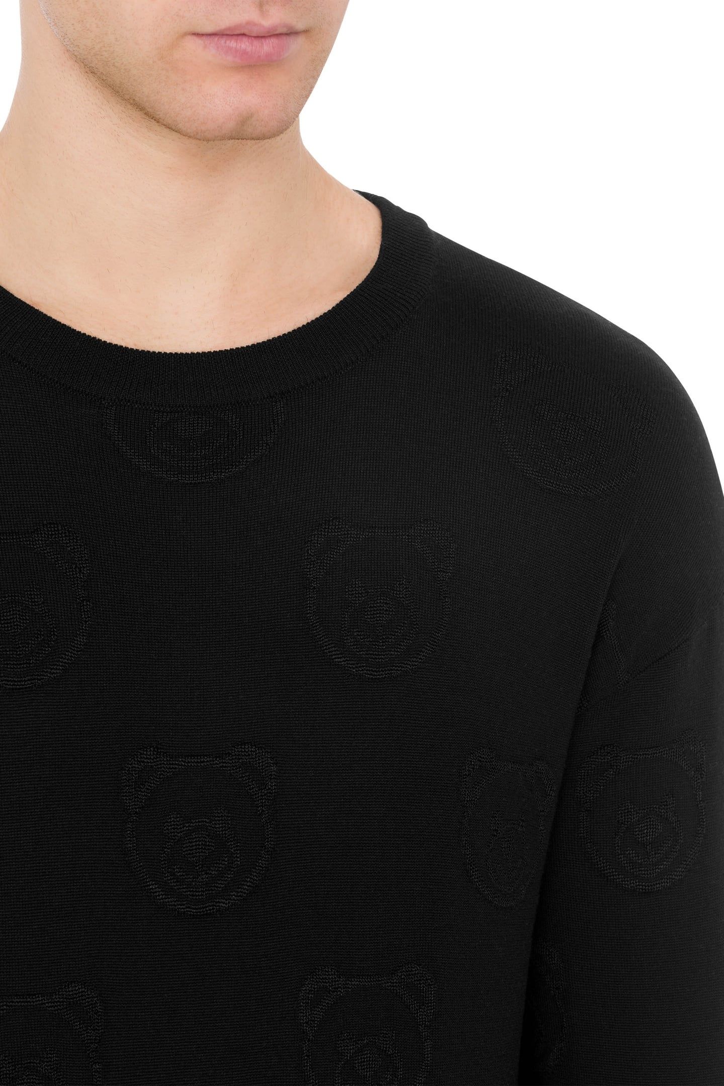 ALLOVER TEDDY BEAR WOOL PULLOVER BLACK 4