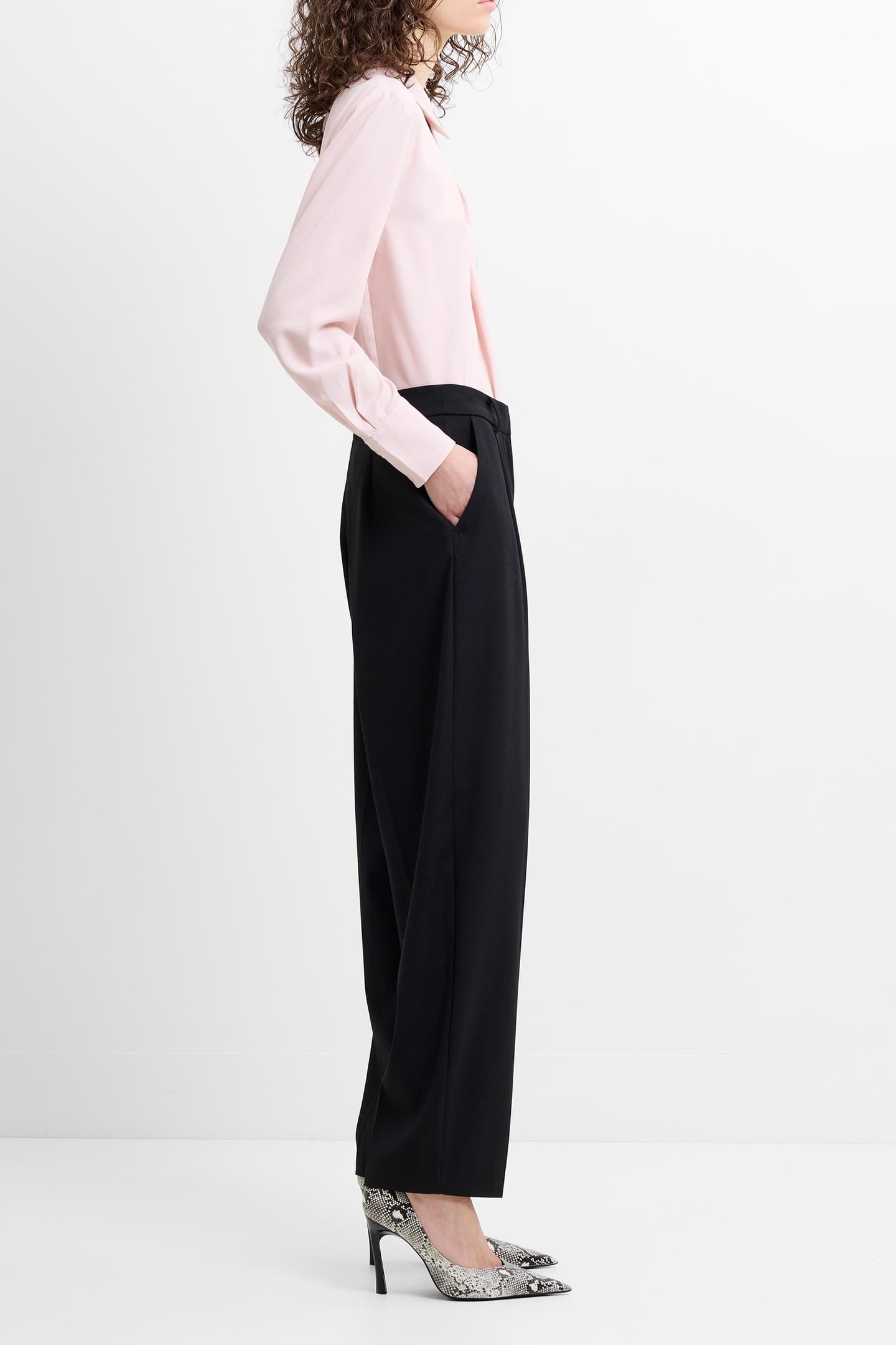 NETTA SUITING BARREL LEG TROUS BLACK BLACK 3