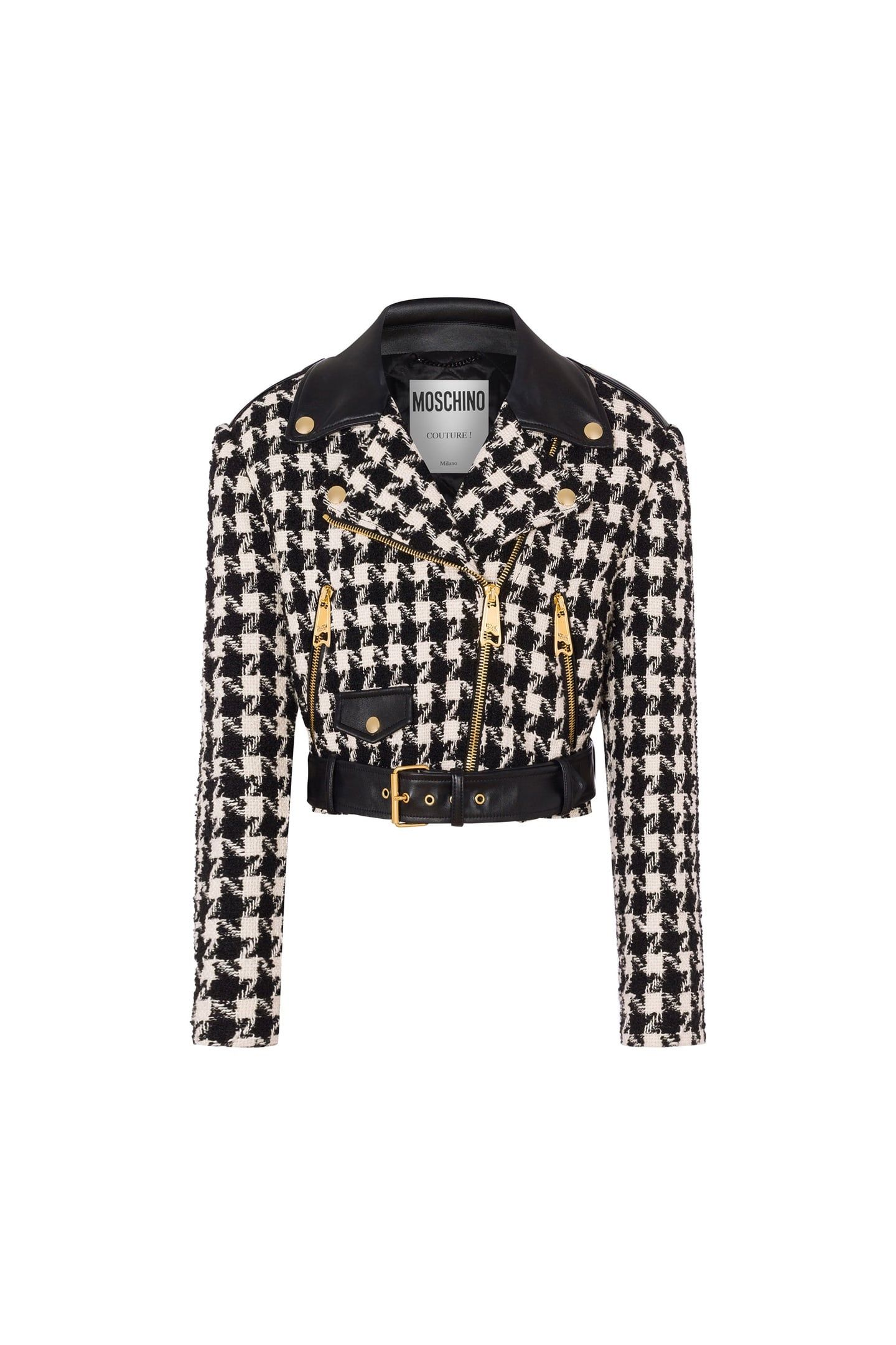 BOUCLÉ HOUNDSTOOTH BIKER WHITE 3