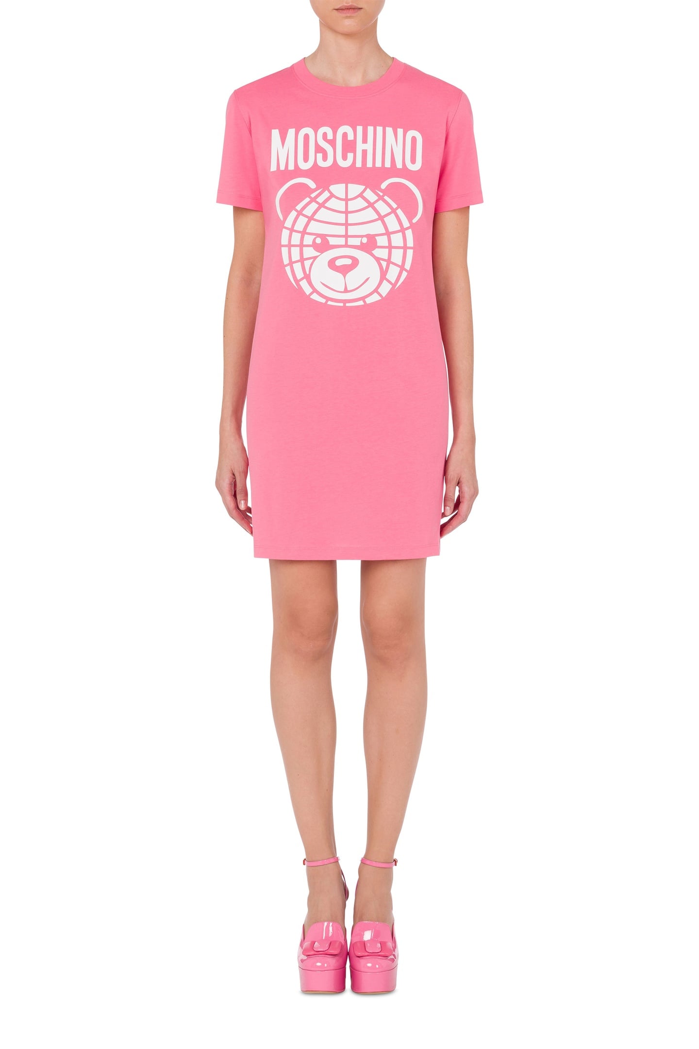 MOSCHINO TEDDY BEAR ORGANIC JERSEY DRESS PINK 1