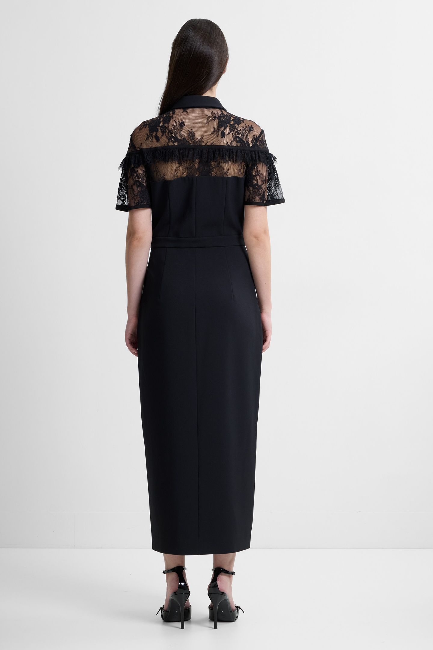 MILES LACE MIX MIDI DRESS BLACK 2