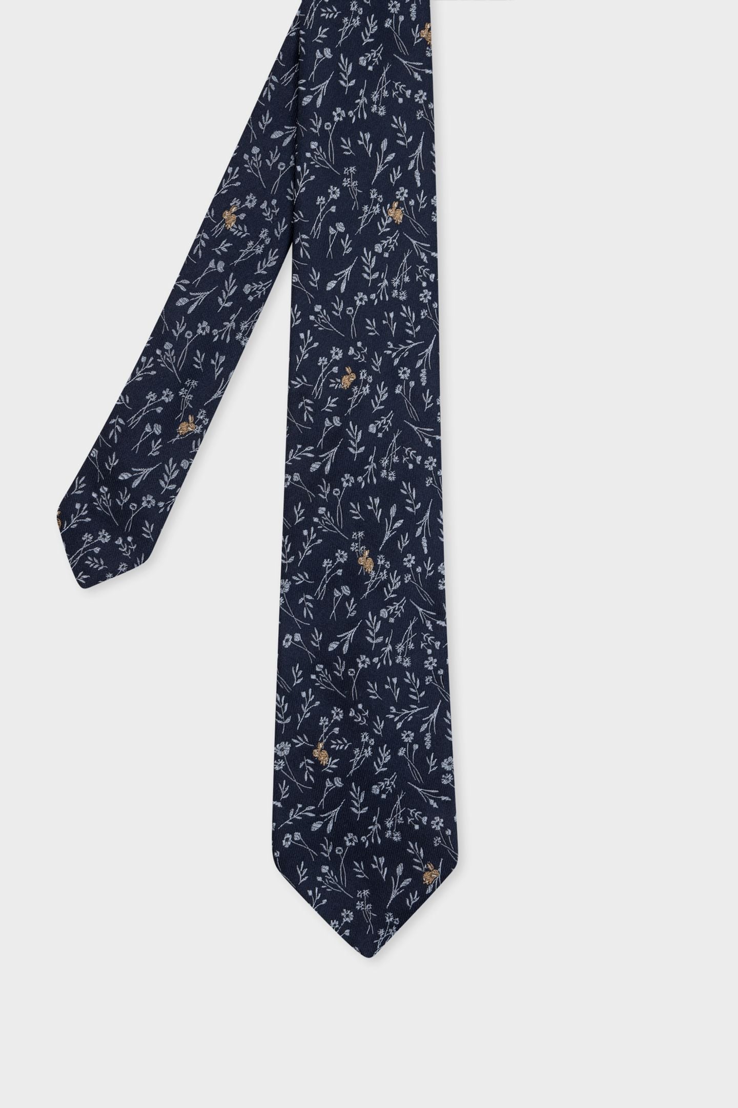 MEN TIE RABBIT FLORAL VERY DARK NAVY 5