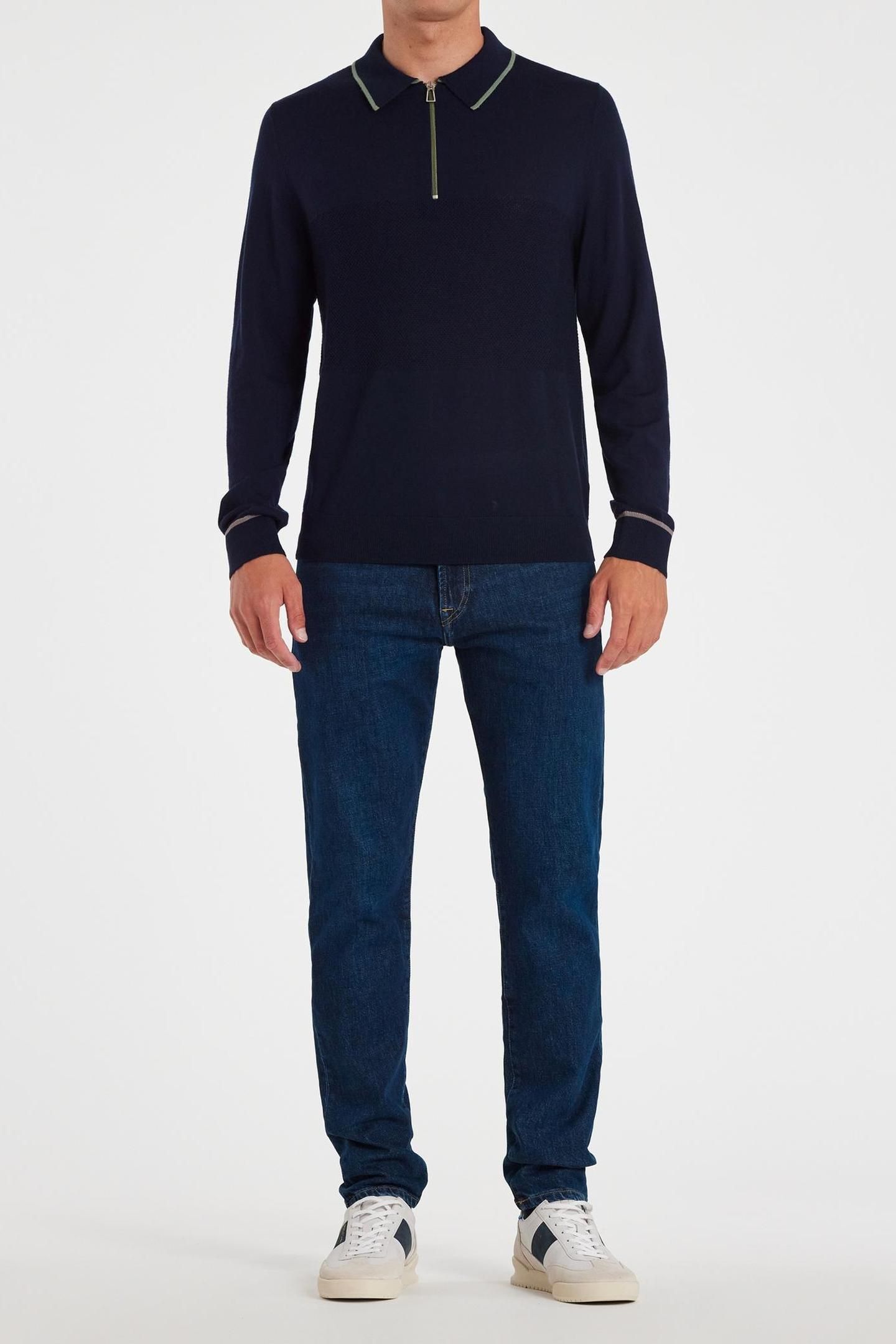 MENS SWEATER ZIP NECK VERY DARK NAVY 2
