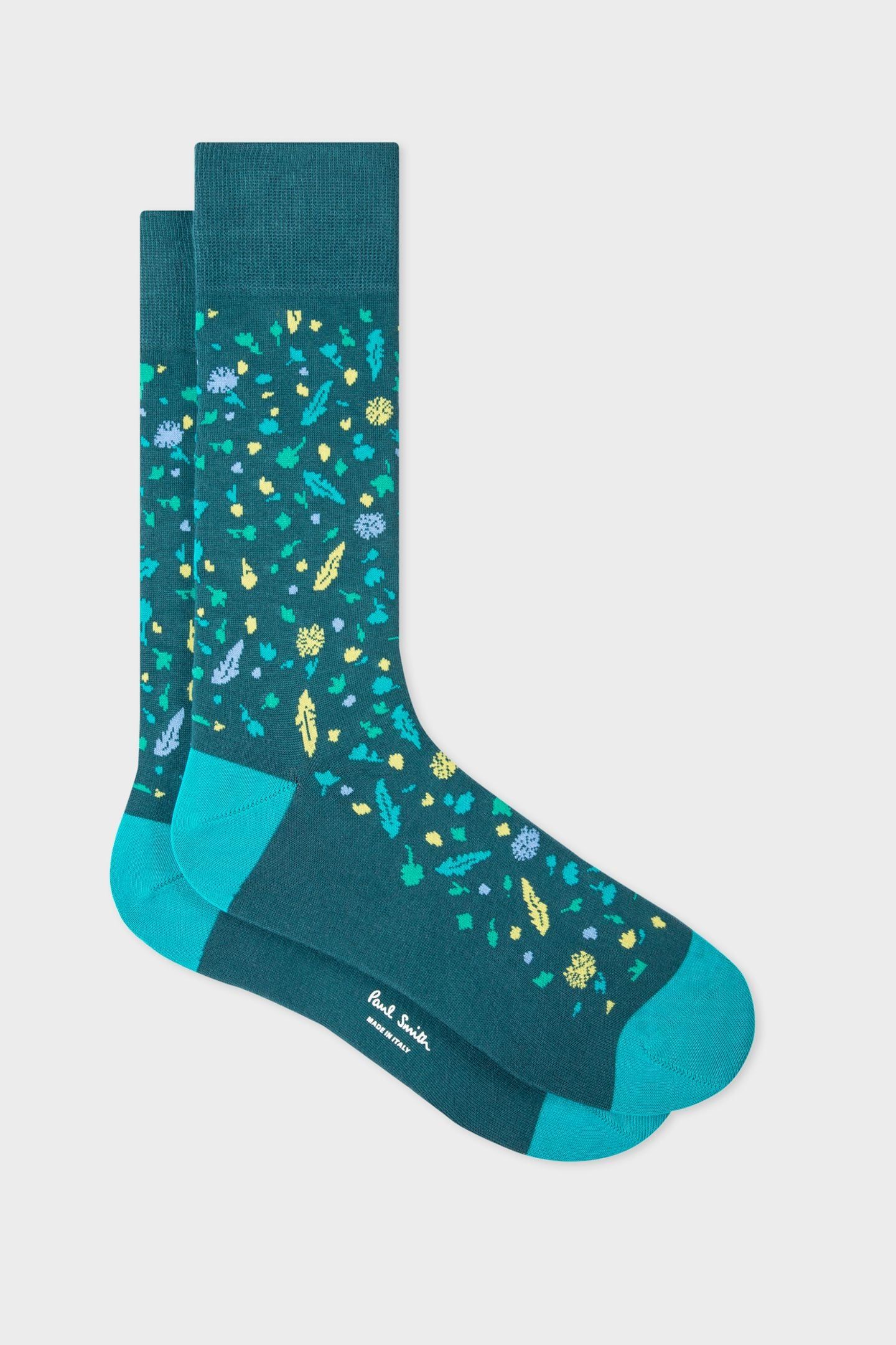 MEN SOCK QUINTO FLORAL PETROL GREEN 1