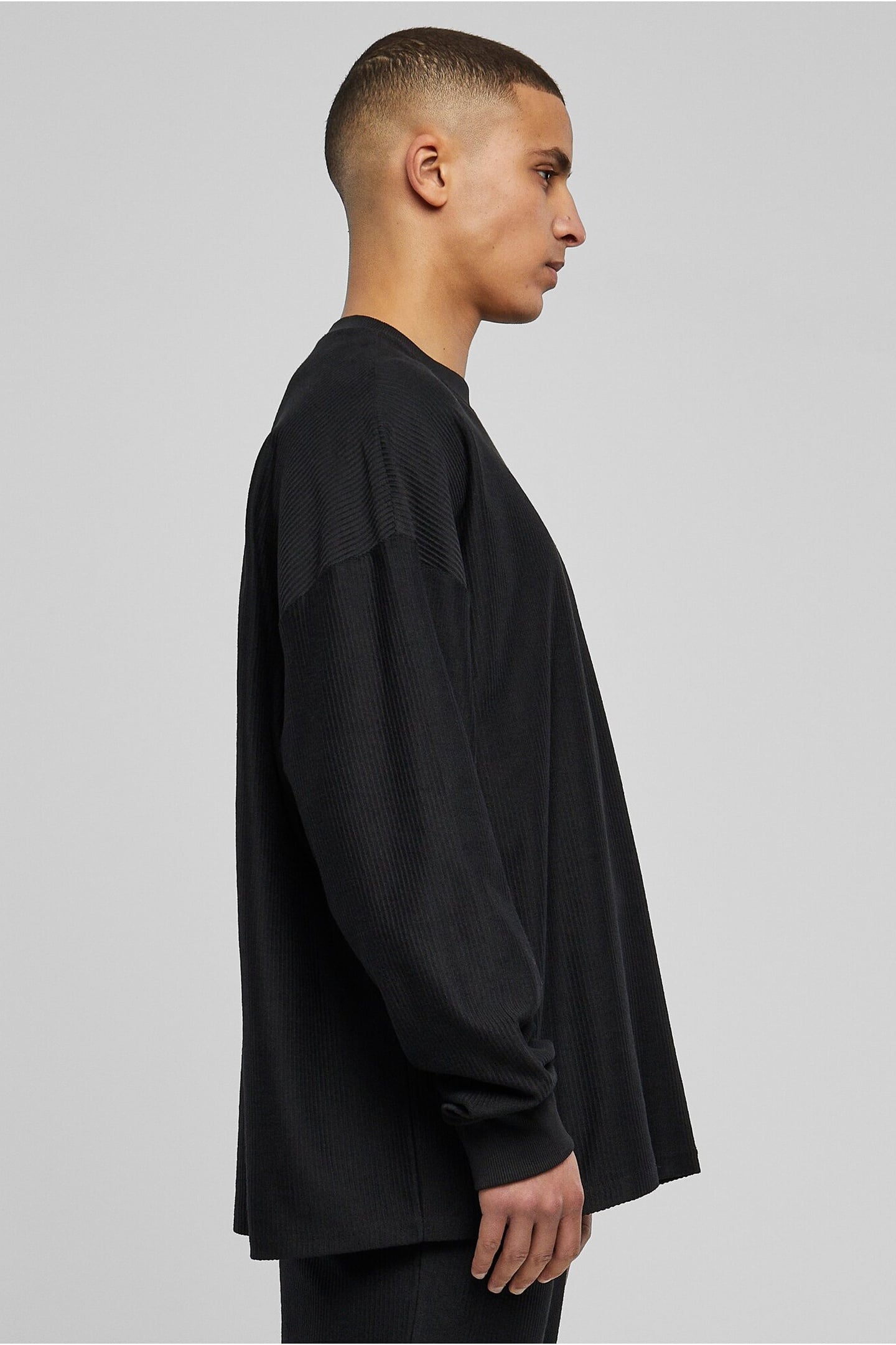 RIB TERRY BOXY CREW BLACK 4