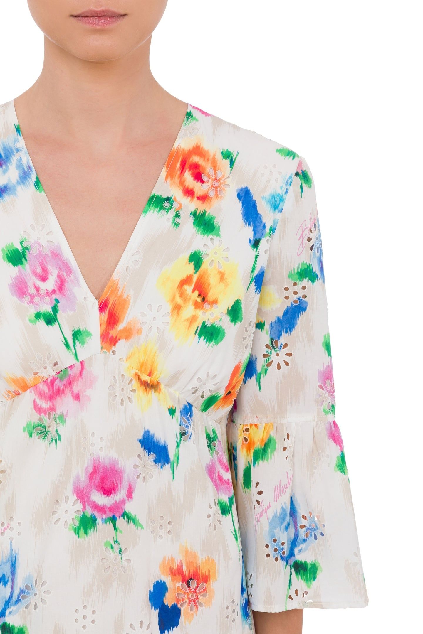 FLOWER CHINÉ ANGLAISE BRODERIE DRESS WHITE 4