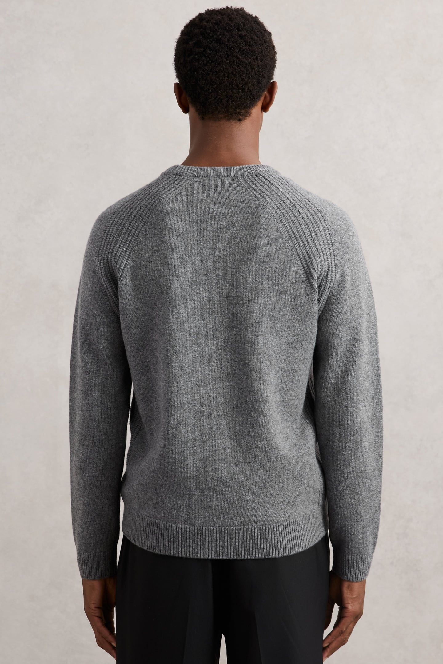LS RAGLAN CREW NECK JUMPER MID GREY MELANGE 2