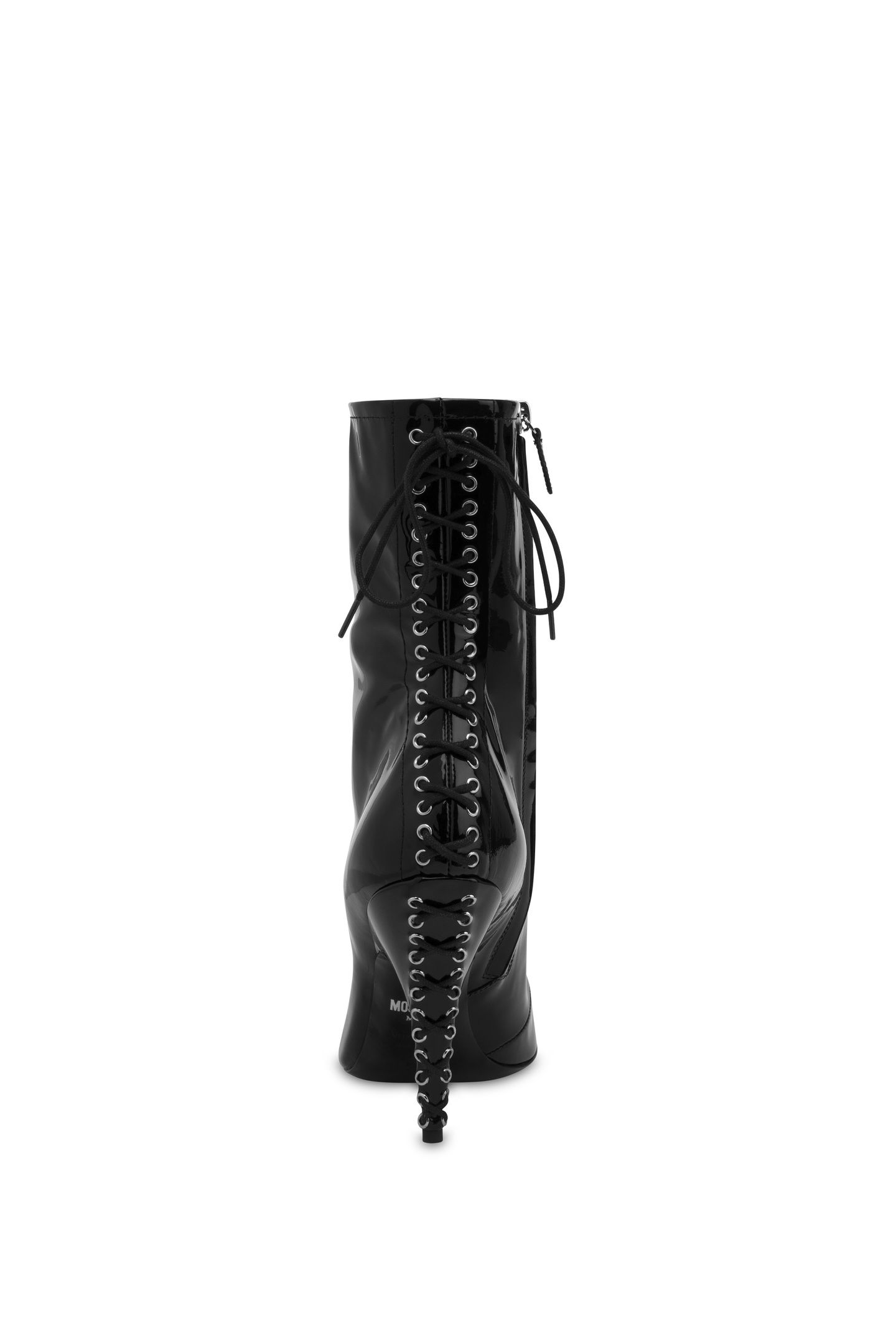 PATENT LEATHER ANKLE BOOTS WITH LACES BLACK 3