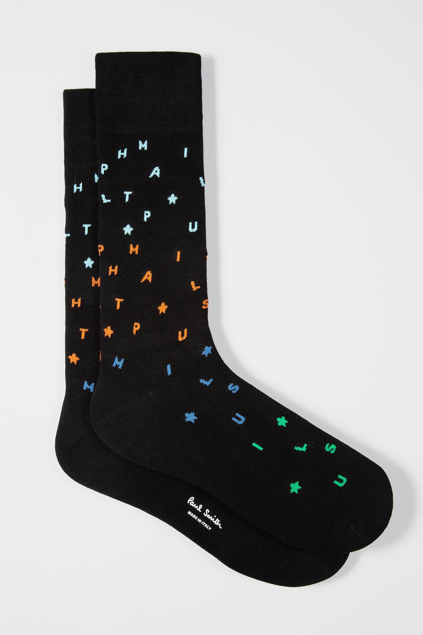 MEN SOCK QUIZ LETTERS BLACK 1