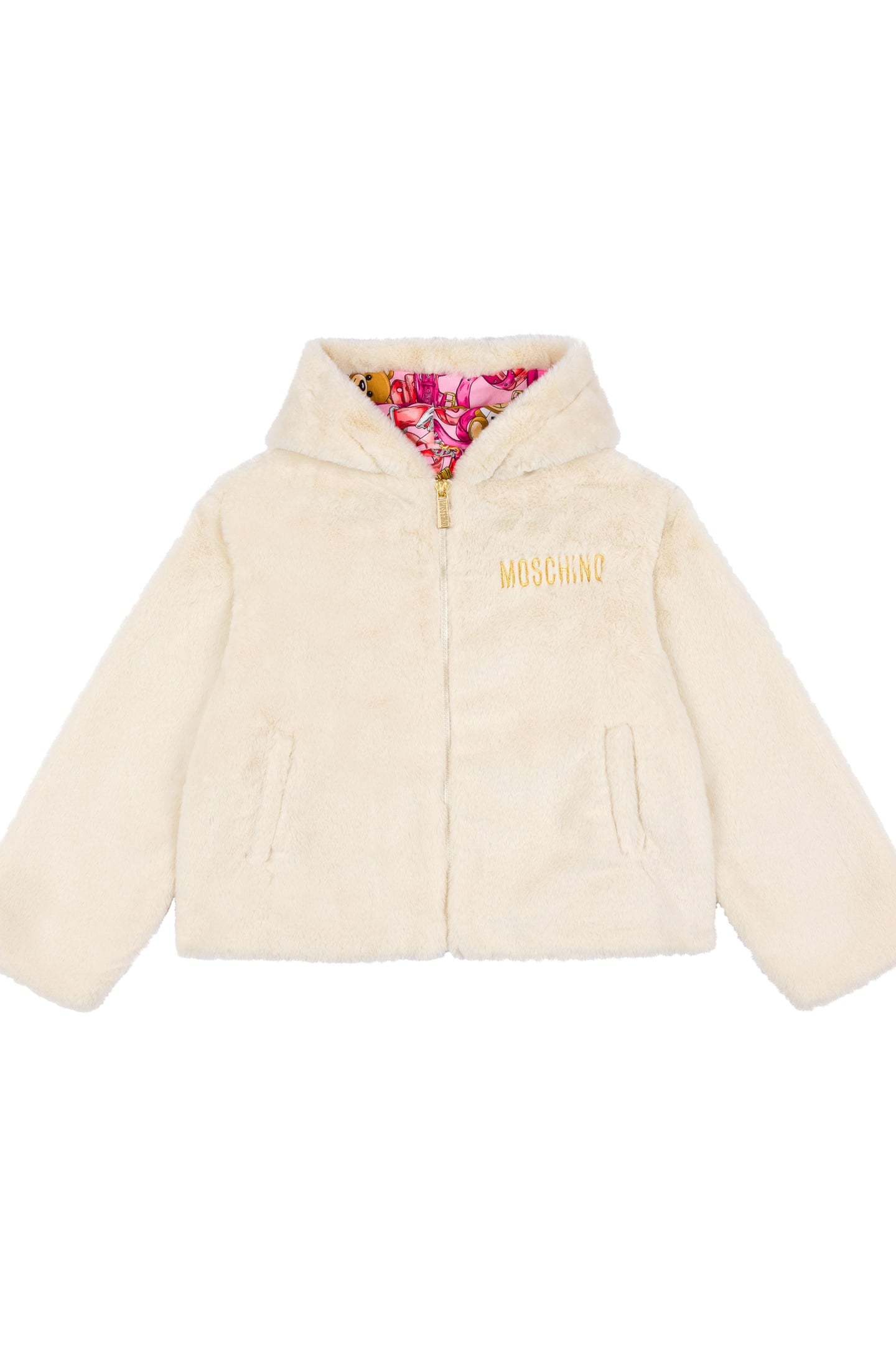 GIRL'S LOGO EMBROIDERY HOODED JACKET WHITE 1