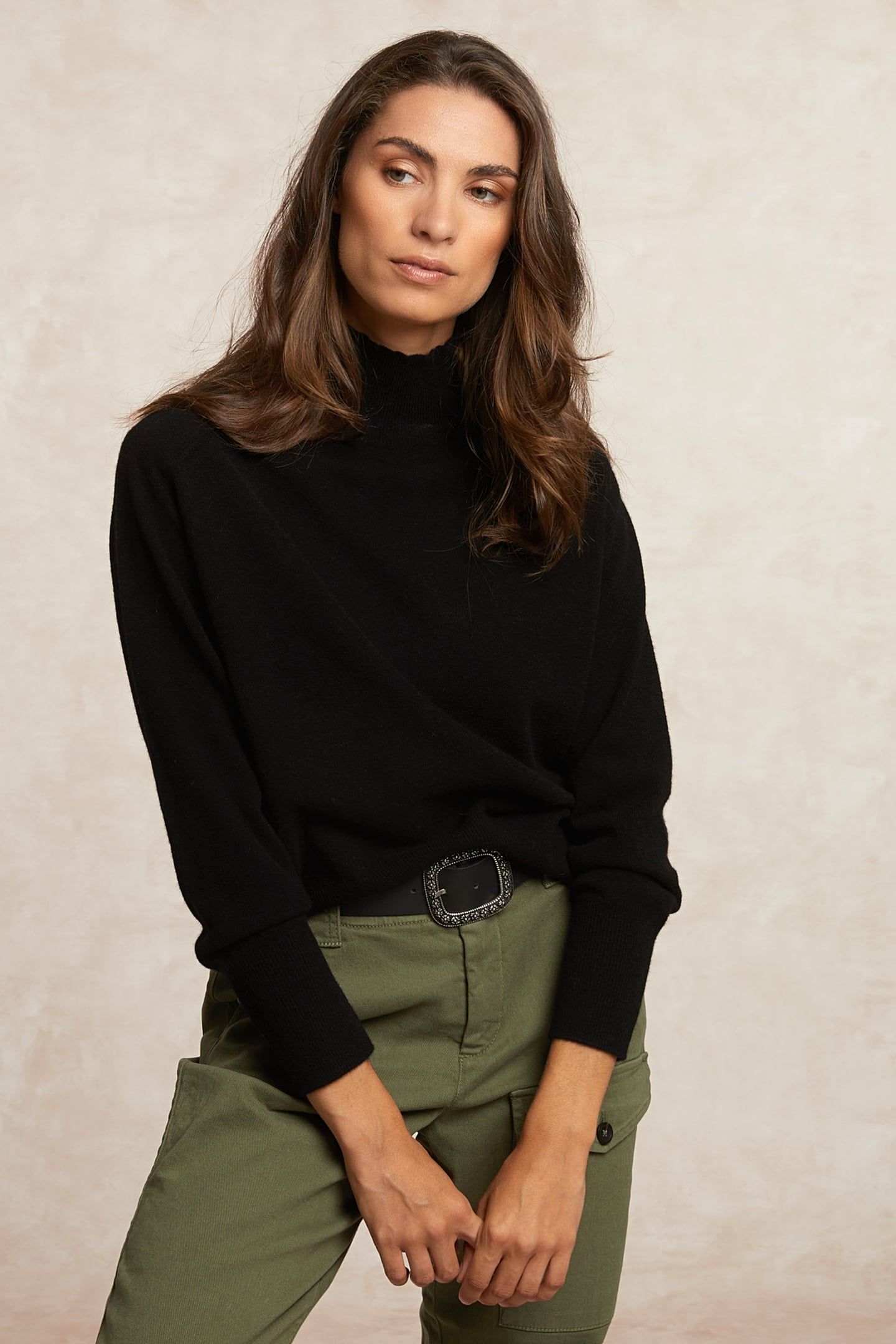 MOCK-NECK JERSEY WO SWT LS BLACK 1