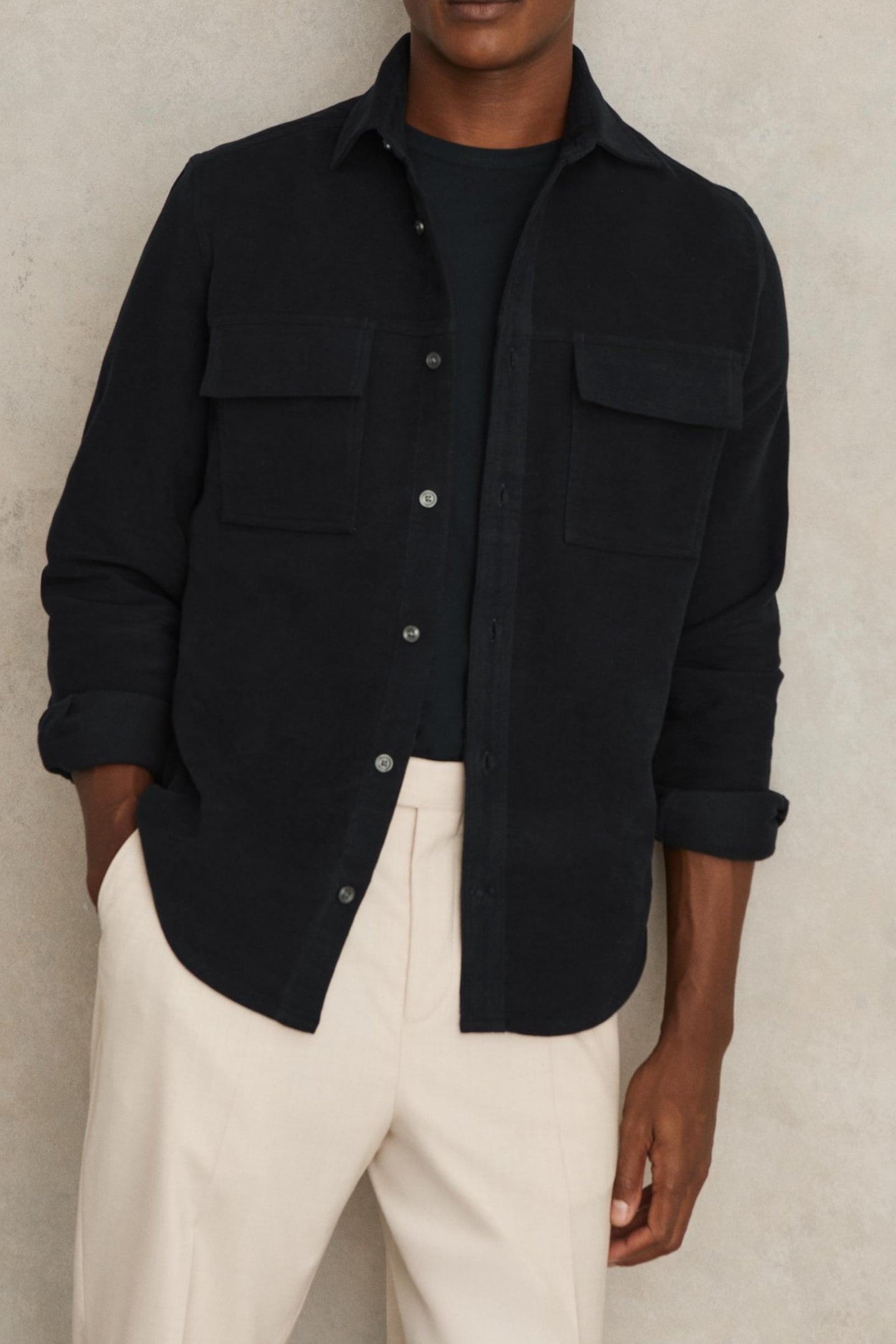 LS TWIN POCKET MOLESKIN OVERSHIRT NAVY 3