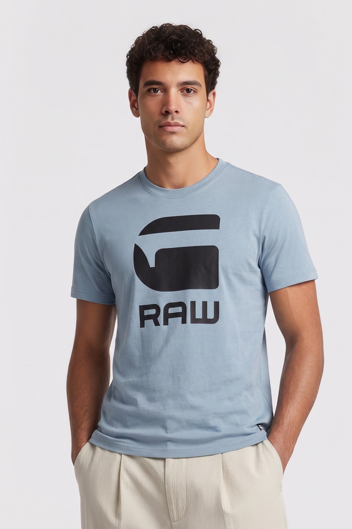 LOGO SLIM T-SHIRT ASH BLUE 1