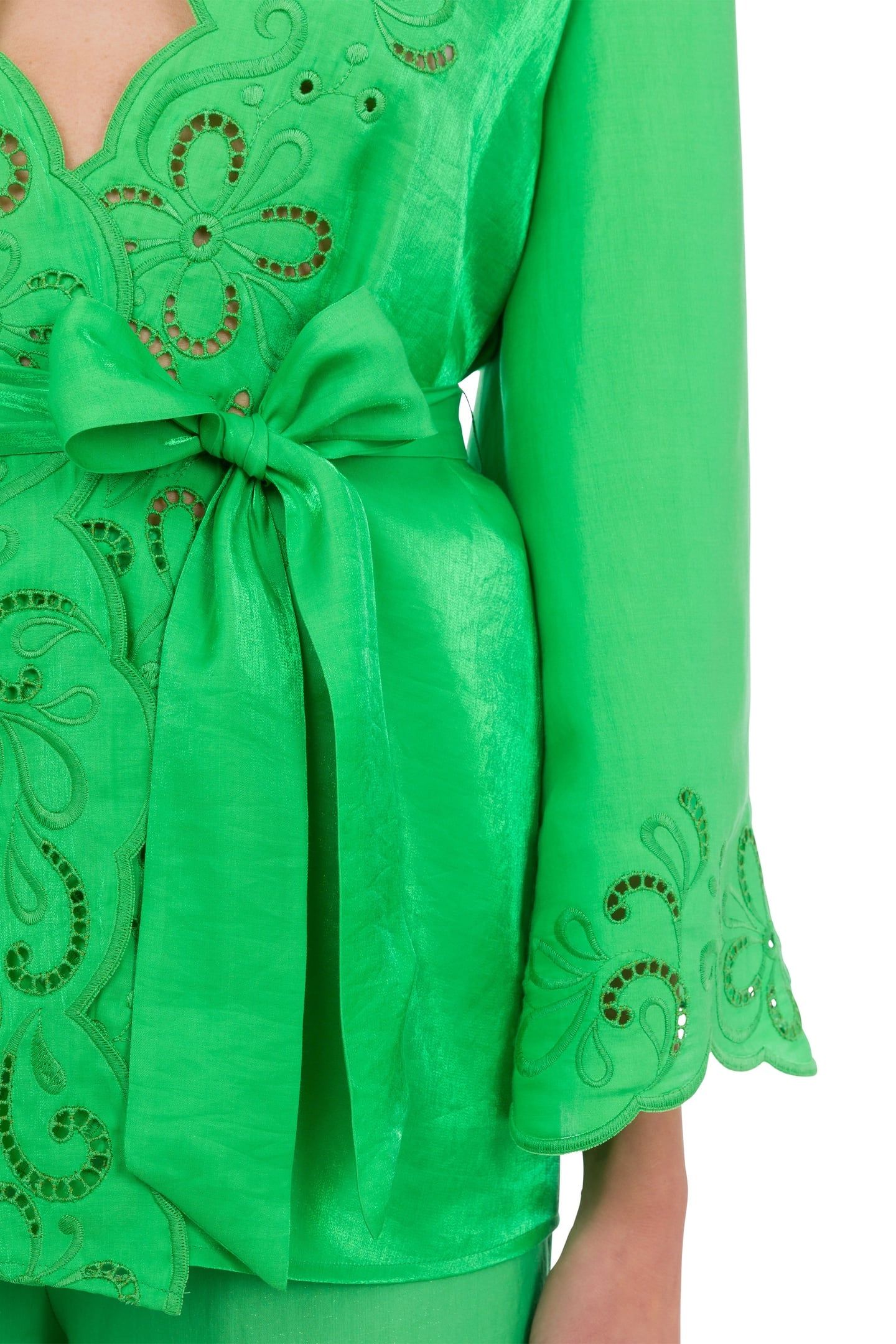 AJOUR SHIRT WITH SASH GREEN 4